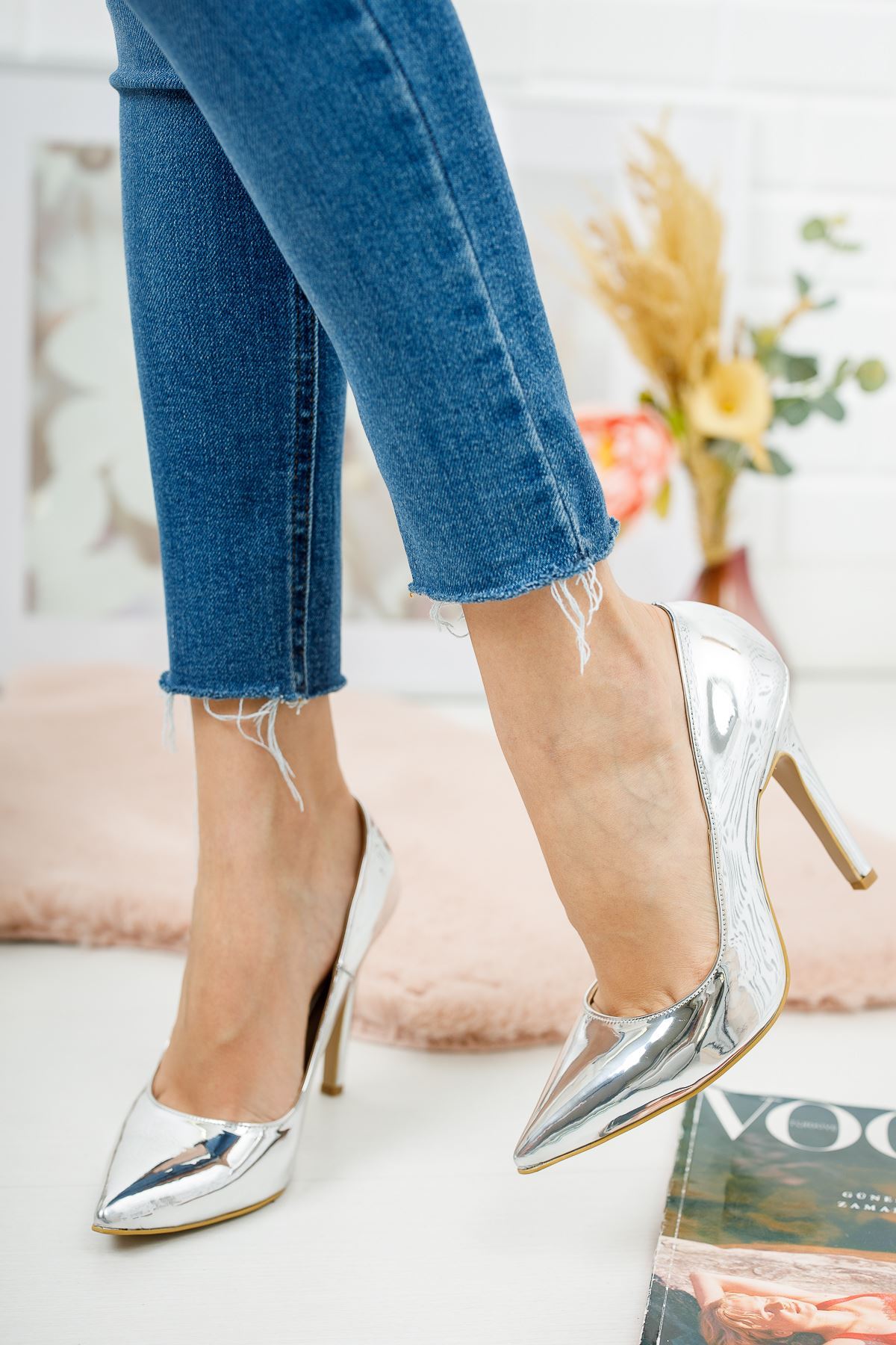 Tokyo Gümüş Ayna Kadın Topuklu Ayakkabı Stiletto