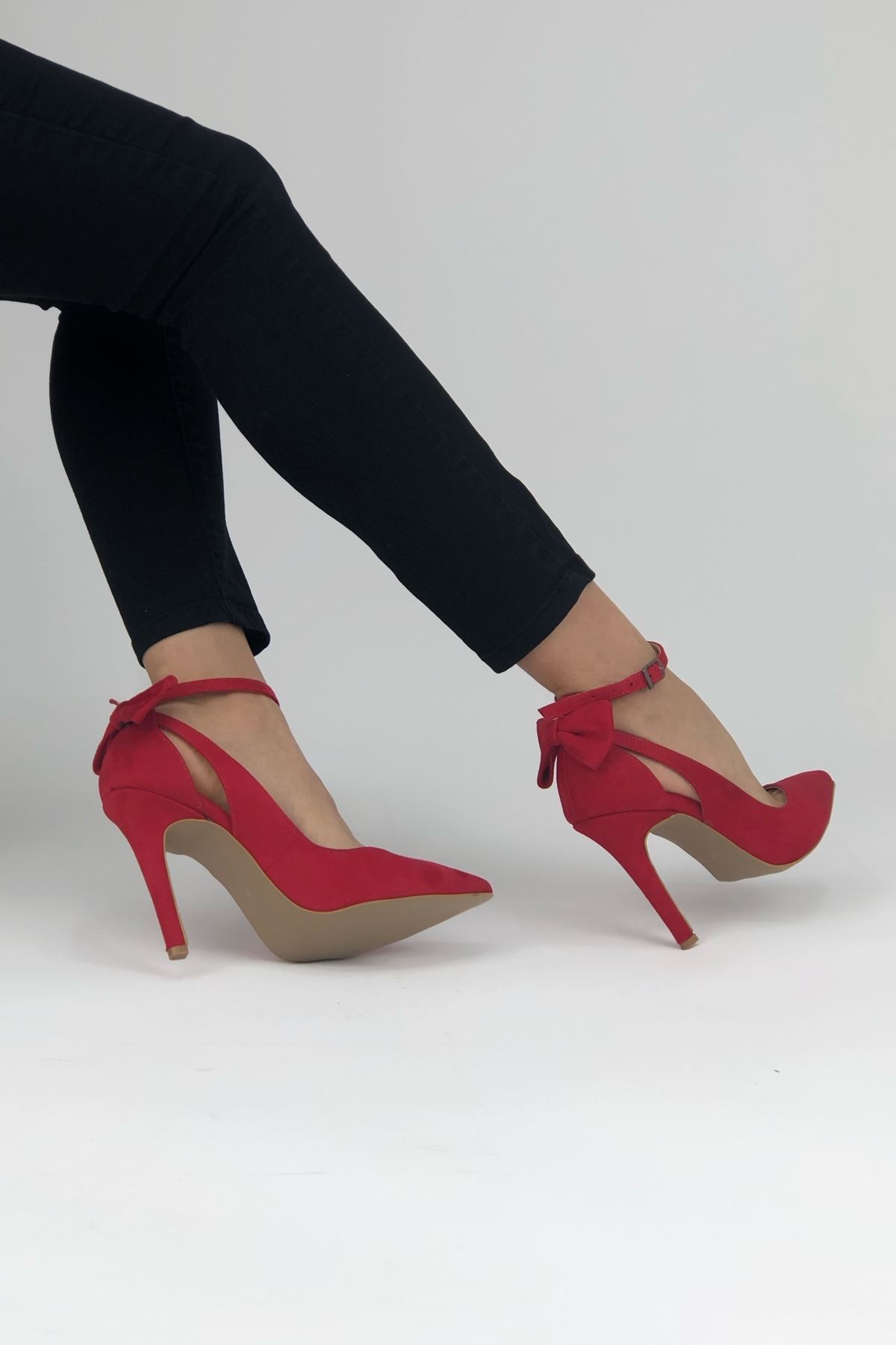 Luther Papyonlu Kırmızı Süet Kadın Ayakkabı