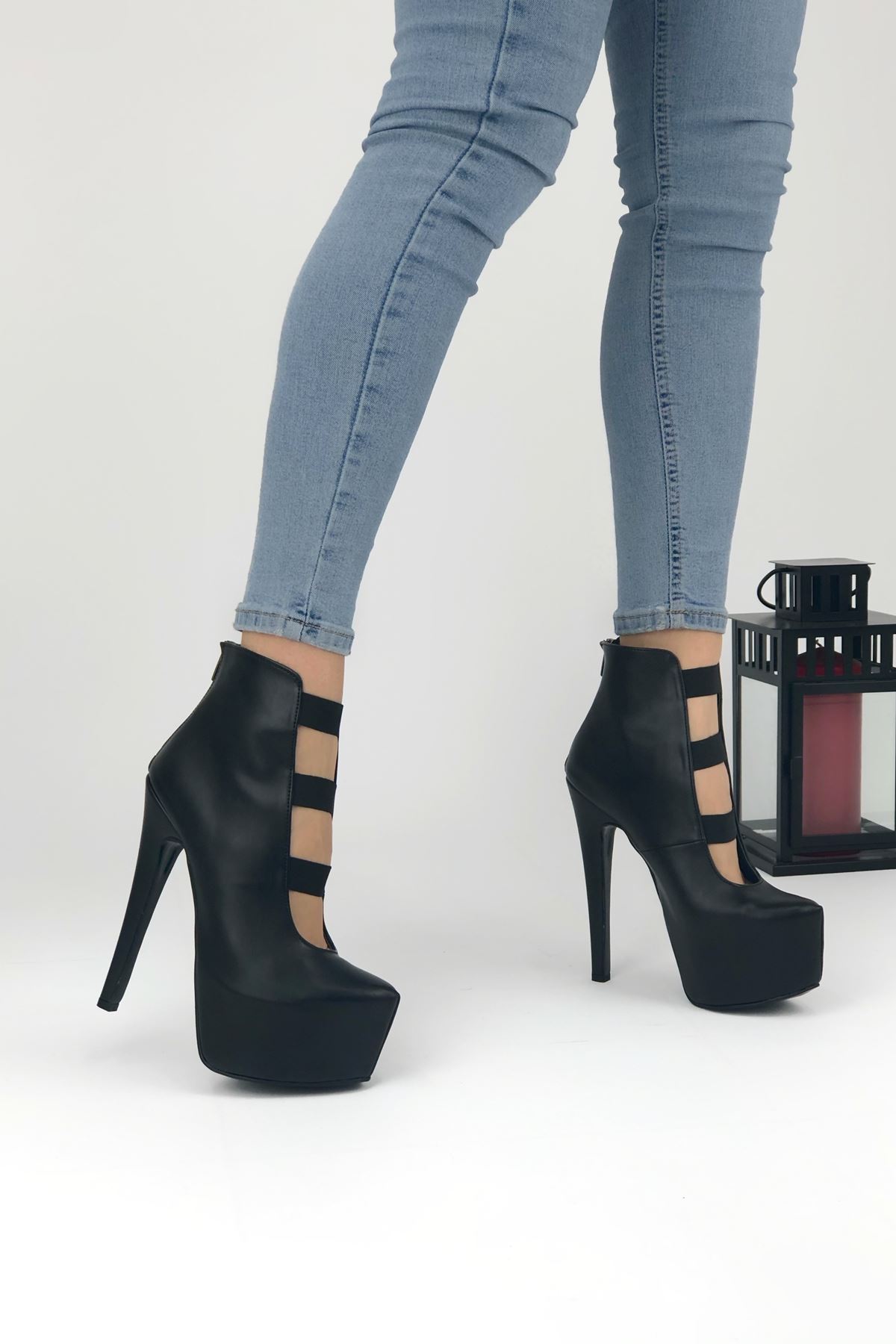 Brandy Siyah Cilt Topuklu Kadın Ayakkabı