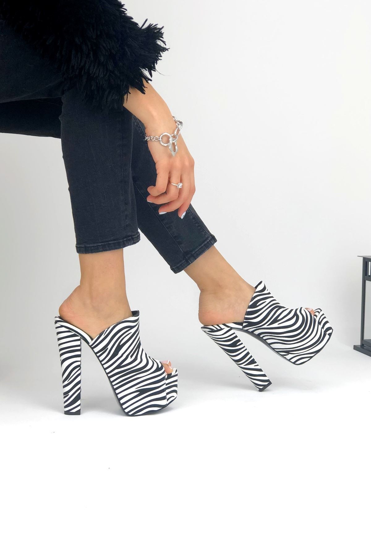 Simsi Zebra Kadın Topuklu Ayakkkabı