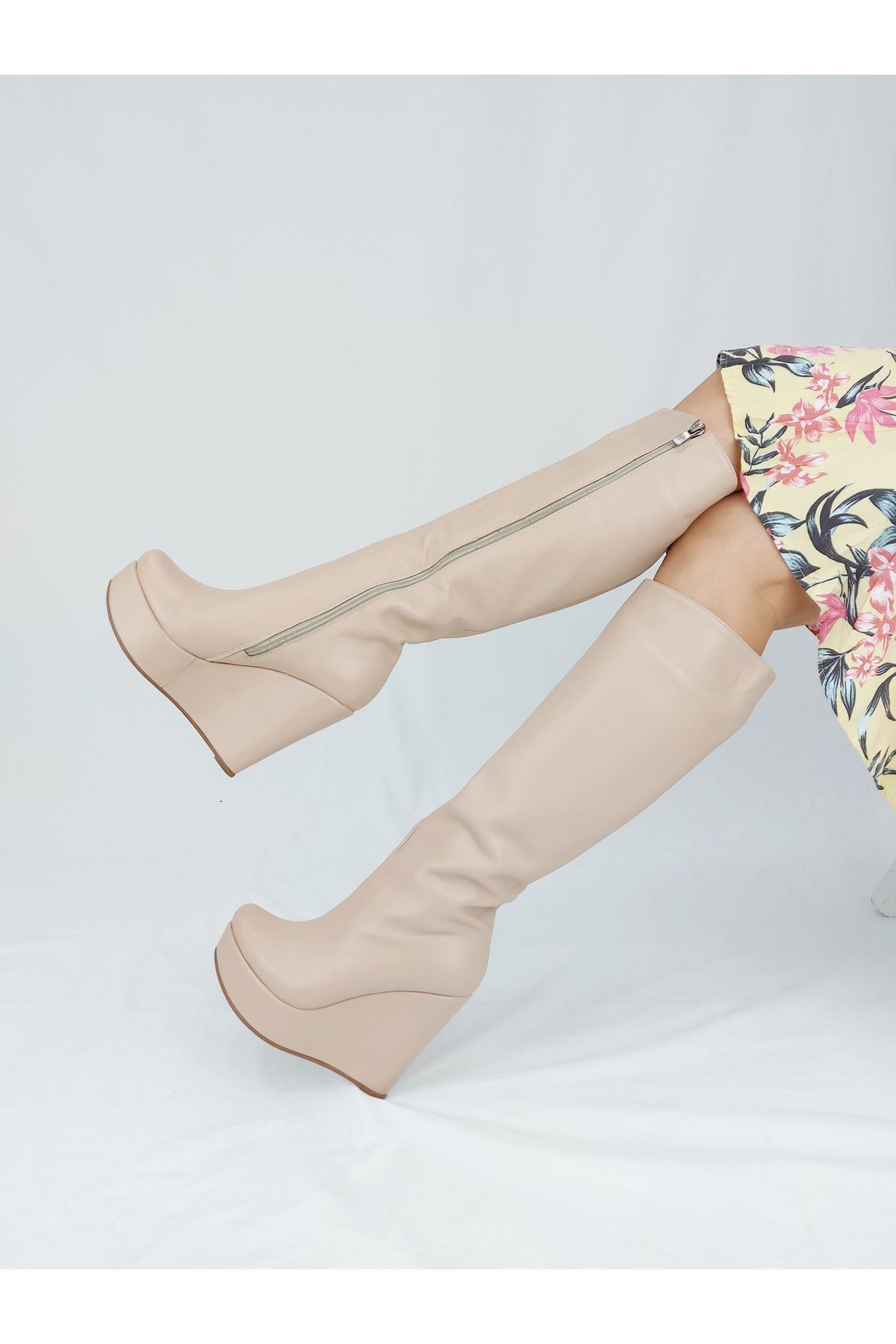 Kelly Ten Cilt Dolgu Topuklu Kadın Çizme
