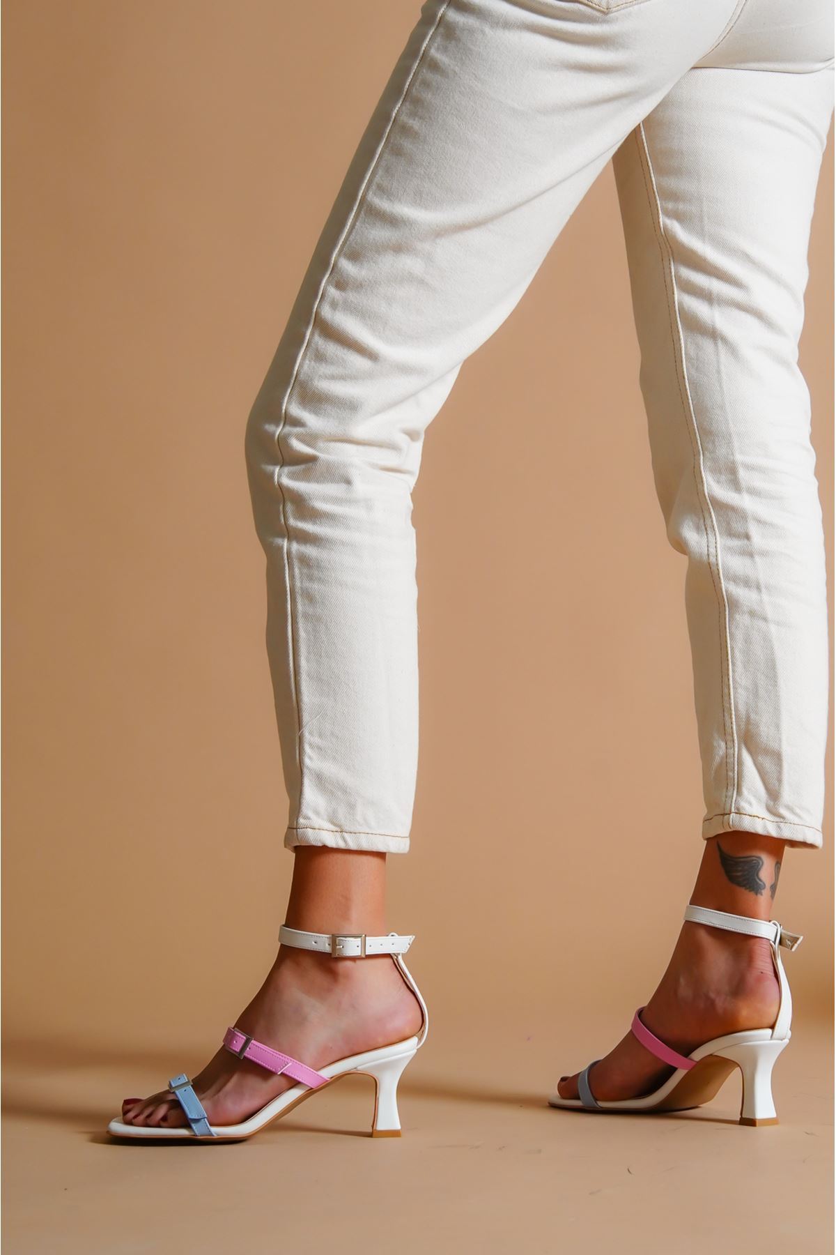 Caroline Beyaz Cilt Topuklu Kadın Ayakkabı