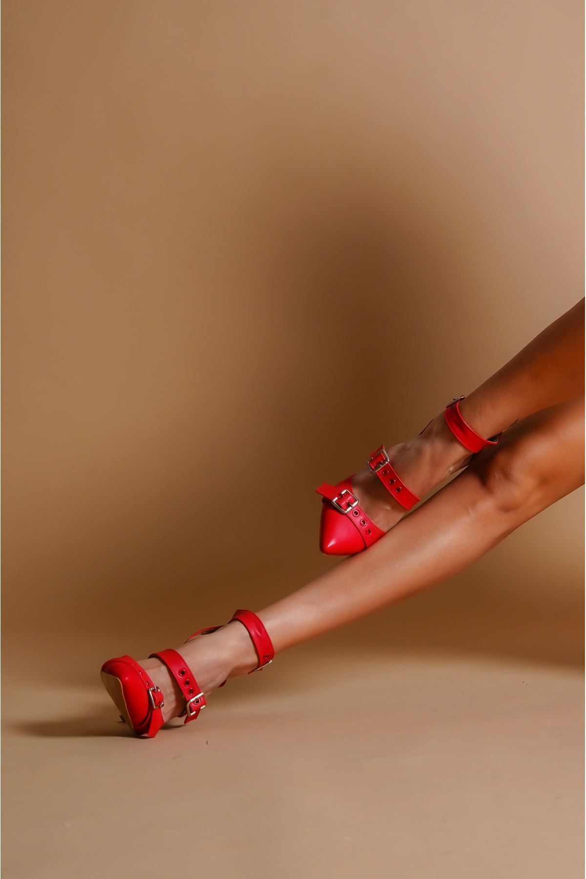 Sansa  Kırmızı Cilt Kadın Topuklu Ayakkabı Stiletto