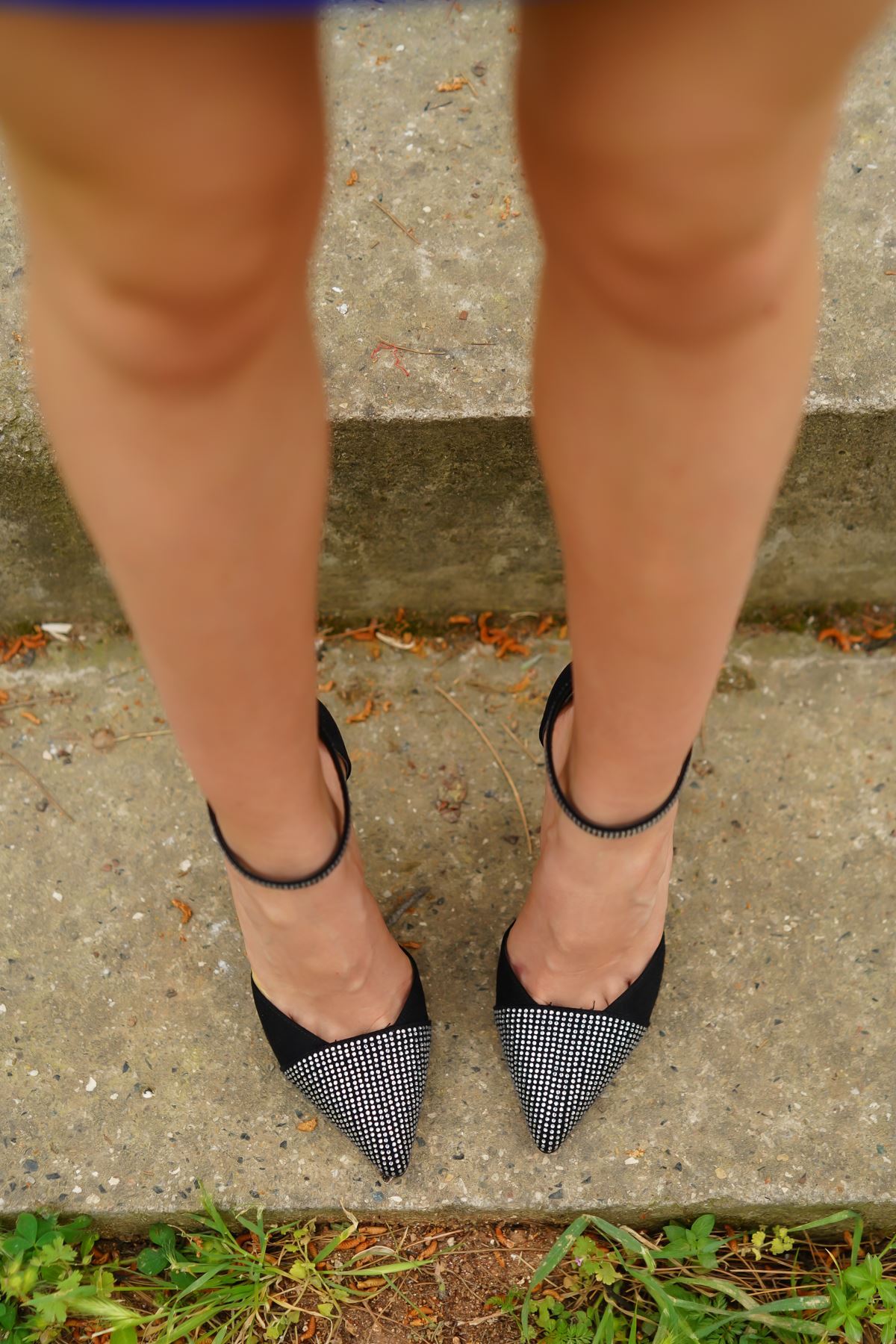 Fionas Siyah Süet Taş Detaylı Kadın Topuklu Ayakkabı Stiletto