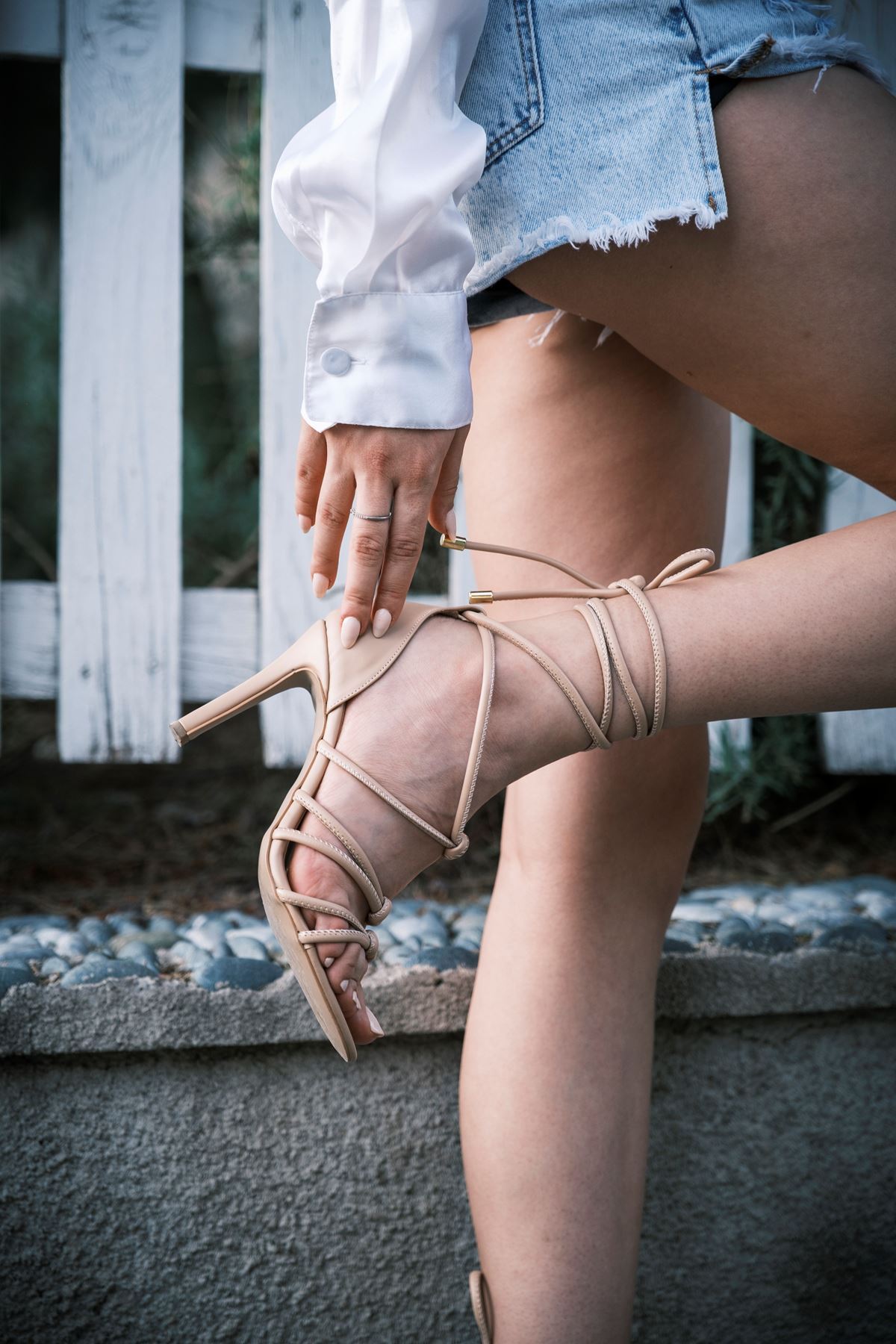 Nude Cilt İnce Topuklu Biyeli  Tasarım Kadın Ayakkabı Darlene
