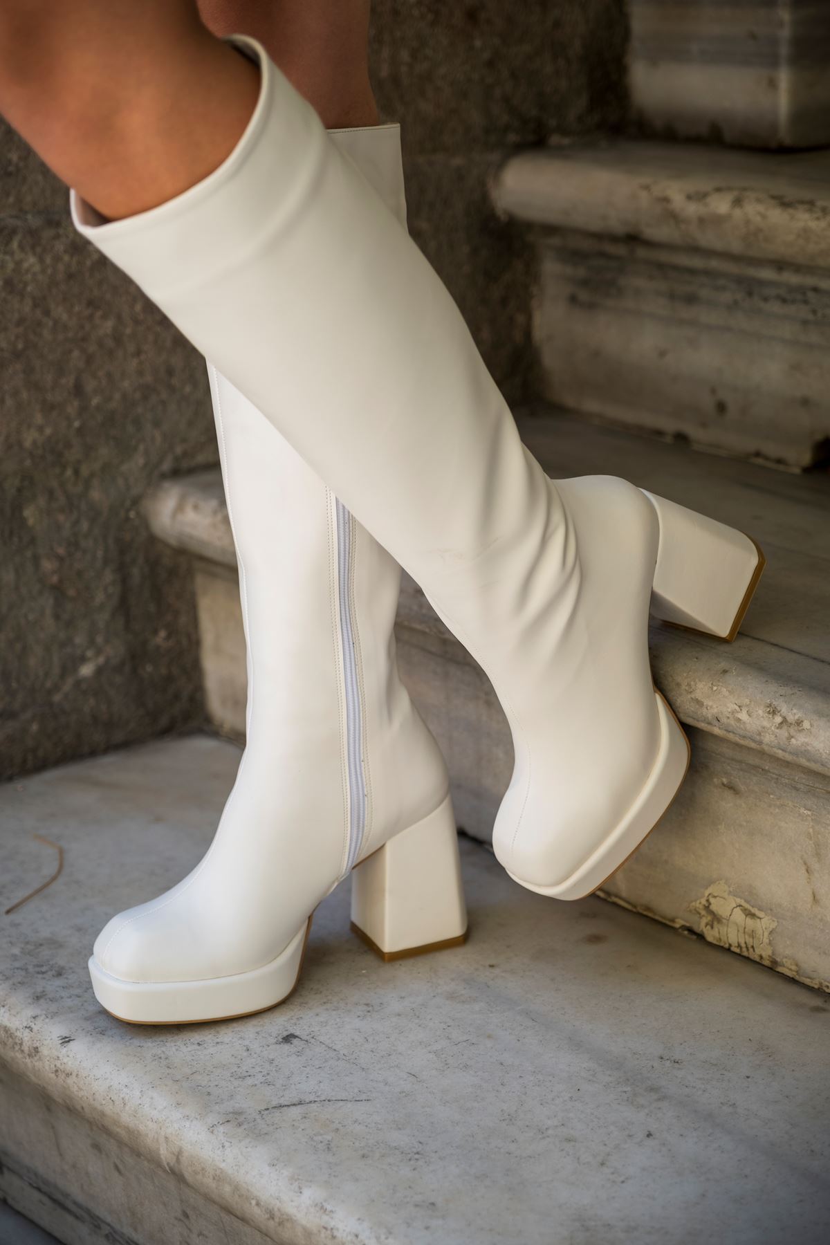 Beyaz Cilt Tasarım Platform  Kadın Ayakkabı Ulrika