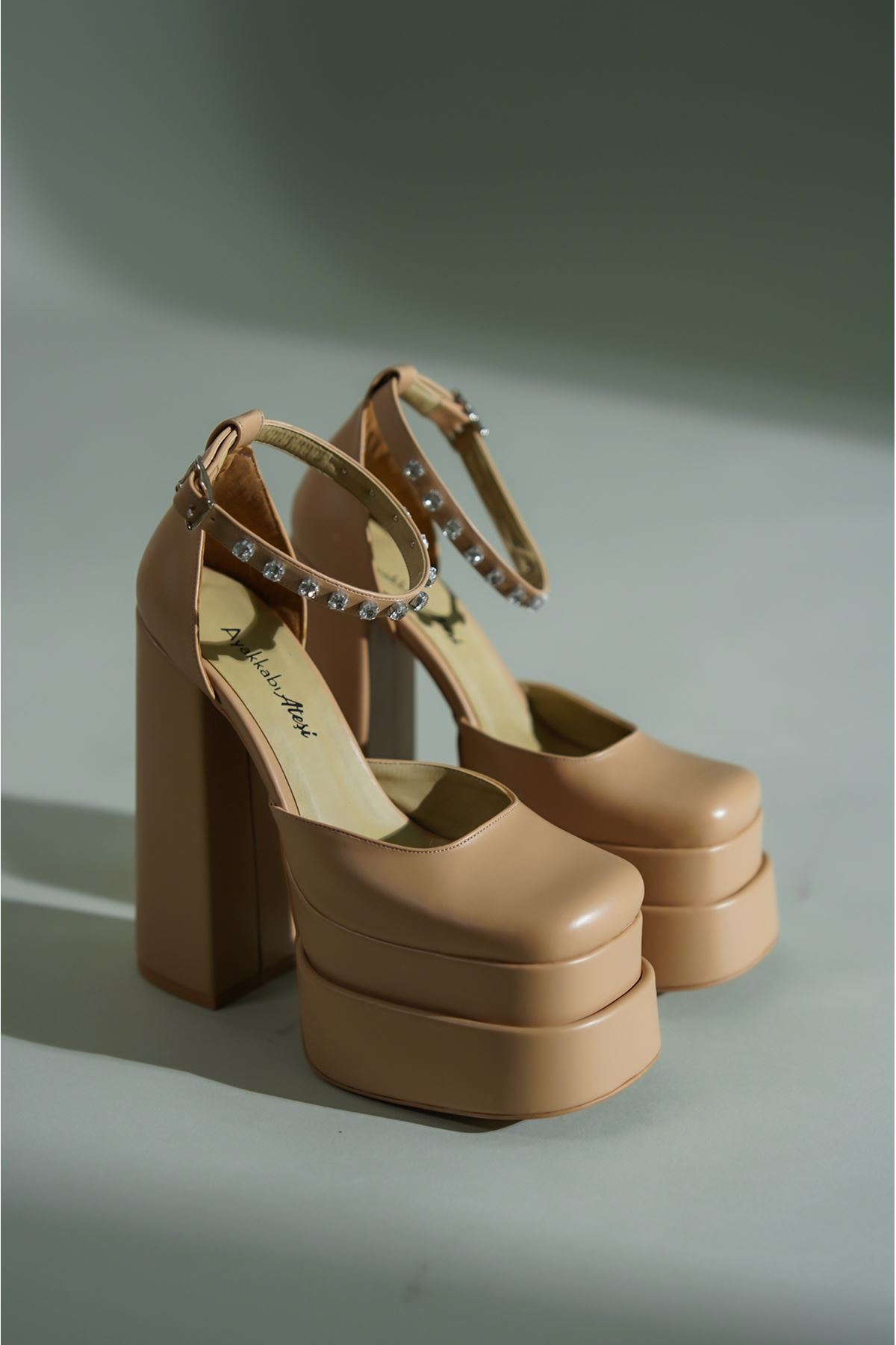 Nude  Cilt Çift  Platform Tasarım Kadın Ayakkabı Figoc