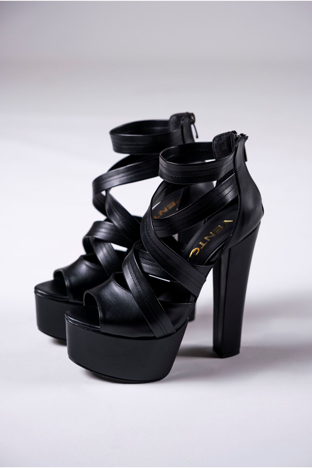 Peri Siyah Cilt  Platform Kadın Ayakkabı