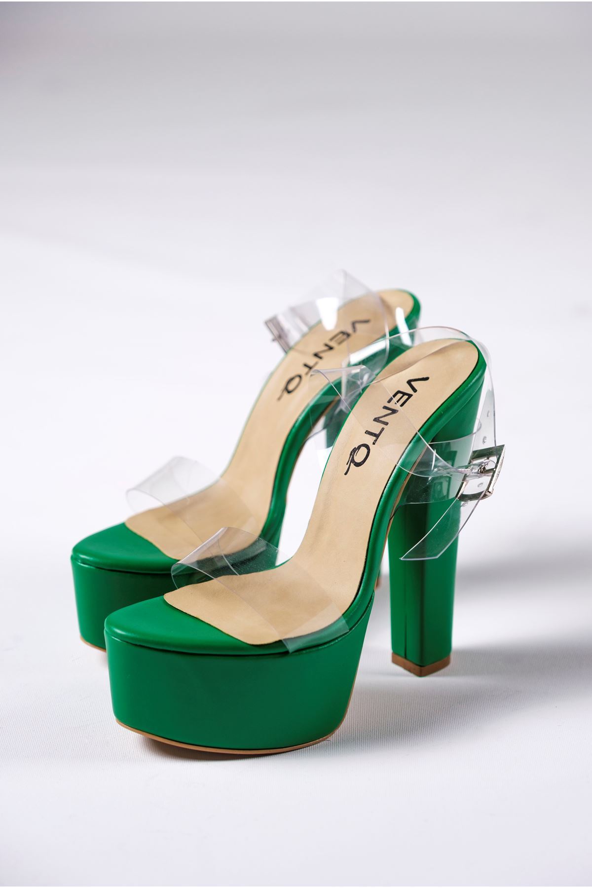 Yeşil Cilt - Şeffaf Yüksek Topuklu Kadın Ayakkabı Helen - kopya
