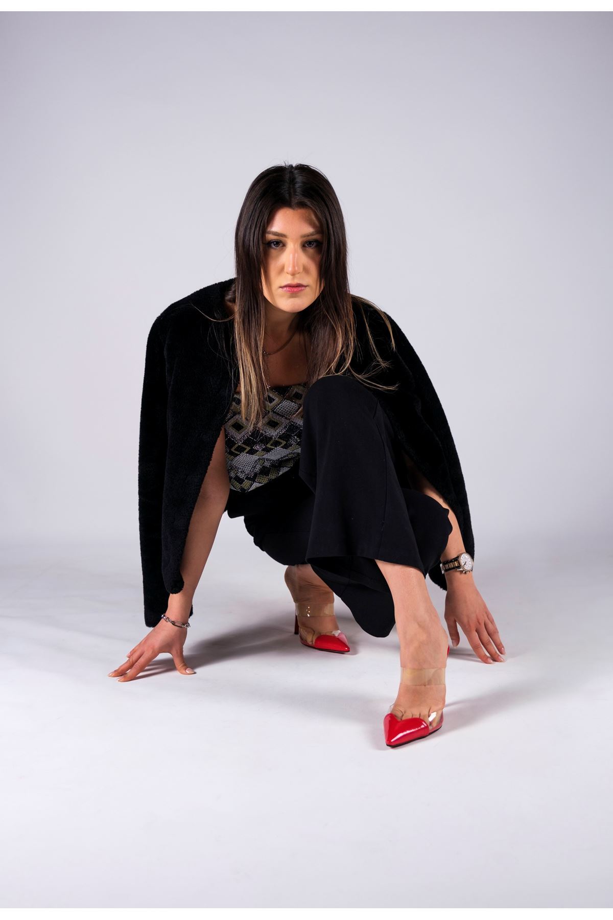 Kırmızı Rugan -Şeffaf Kadın İnce Topuklu Ayakkabı Stiletto Vario