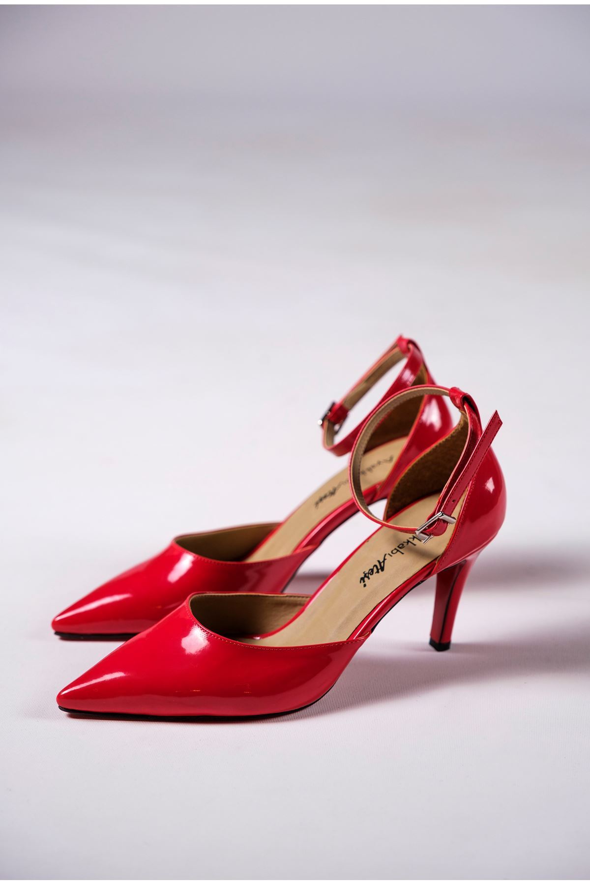 Kırmızı Rugan Kadın İnce Topuklu Ayakkabı Stiletto Olivia