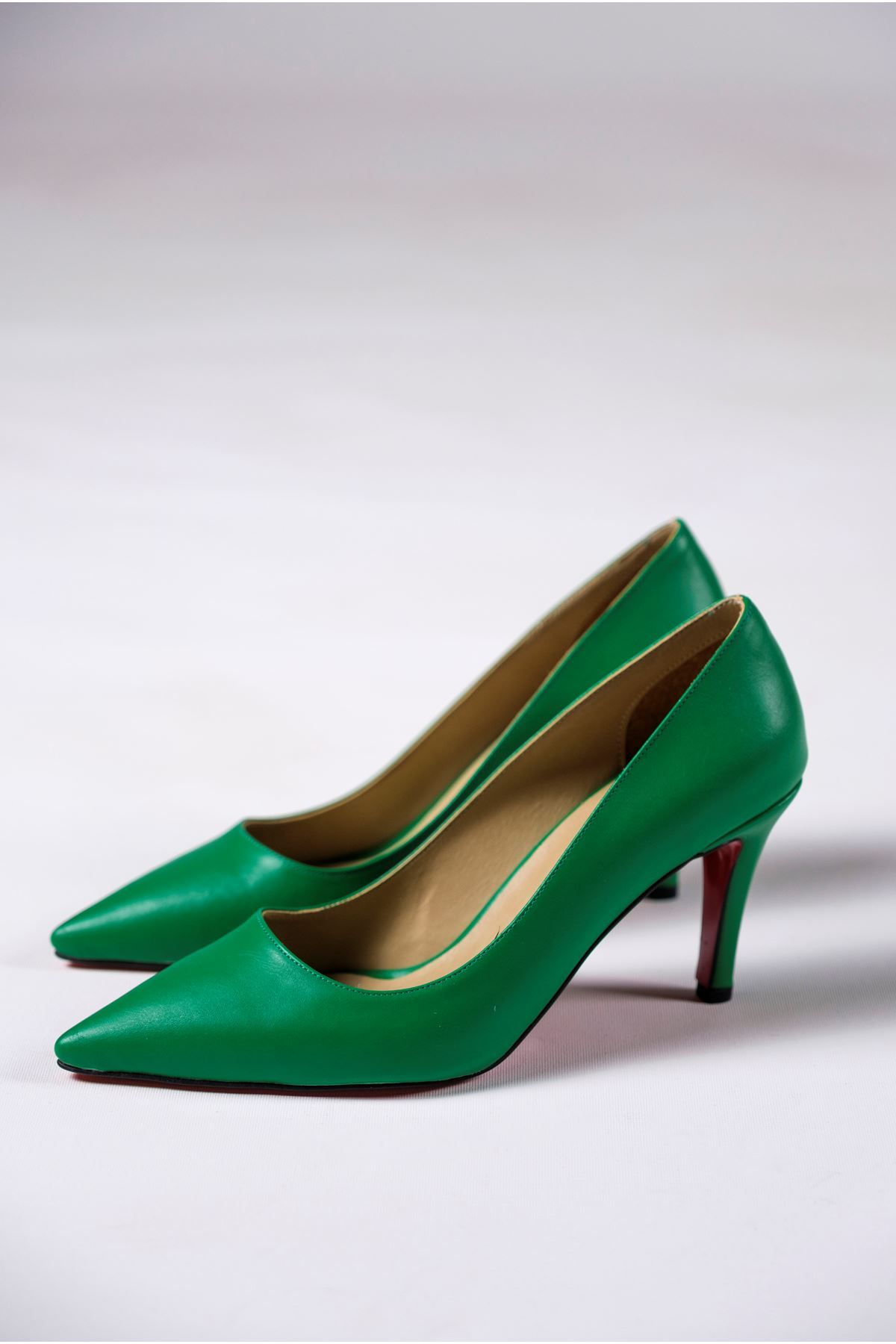 Yeşil Cilt Kadın İnce Topuklu Ayakkabı Stiletto Demure