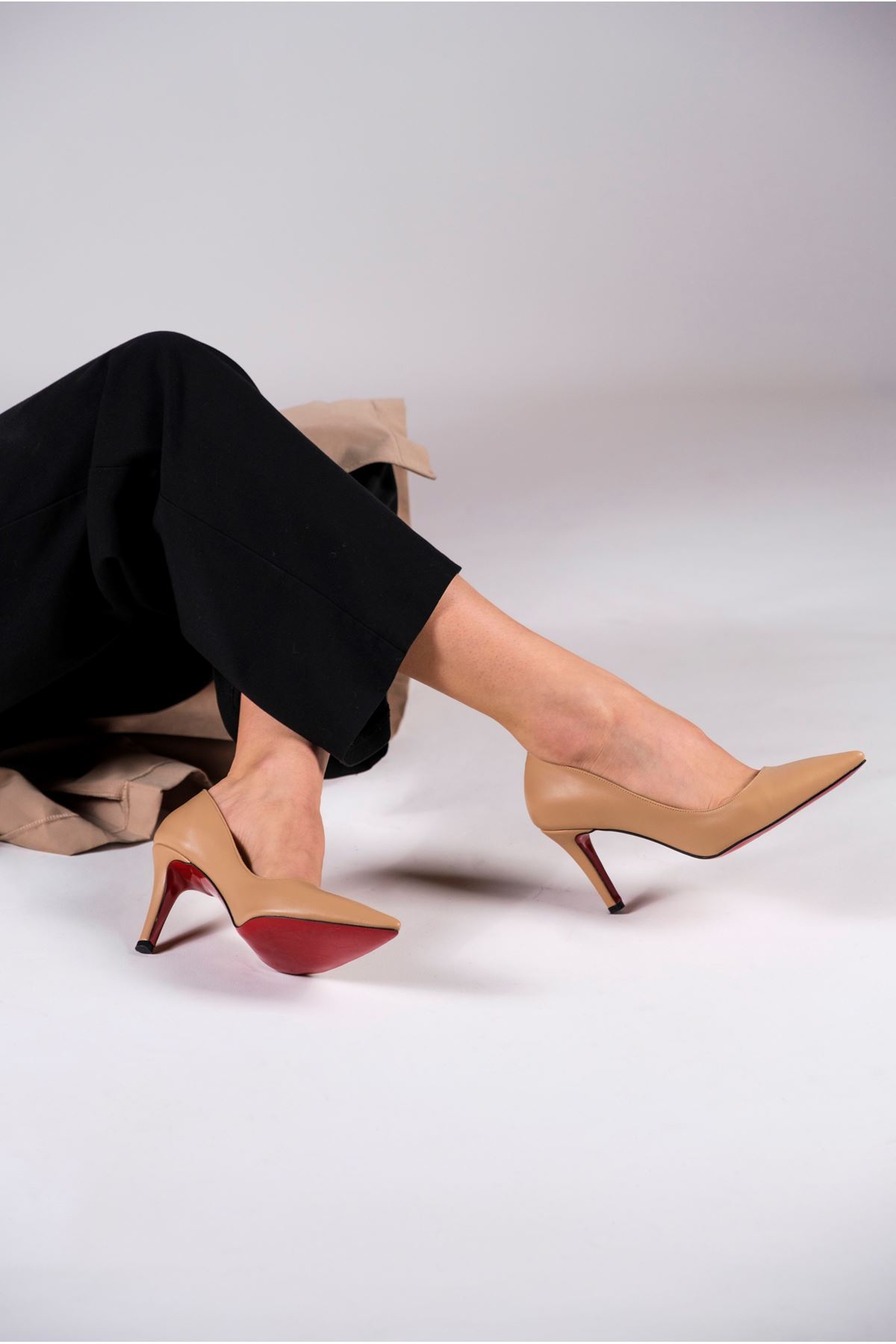 Nude Cilt Kadın İnce Topuklu Ayakkabı Stiletto Demure