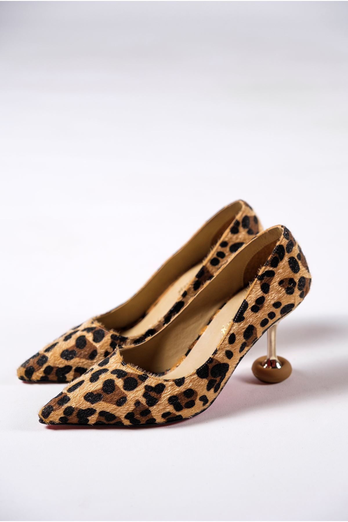 Leopar Kadın Özel Tasarım Topuklu Ayakkabı Stiletto Renate