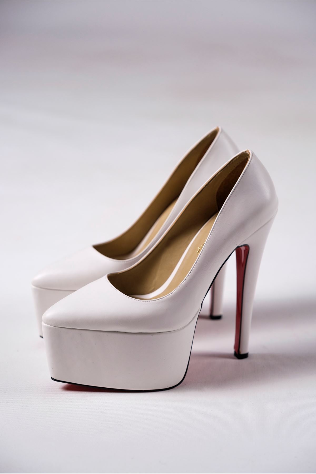 Beyaz Cilt Platform Özel Tasarım  Topuklu Kadın Ayakkabı Chika