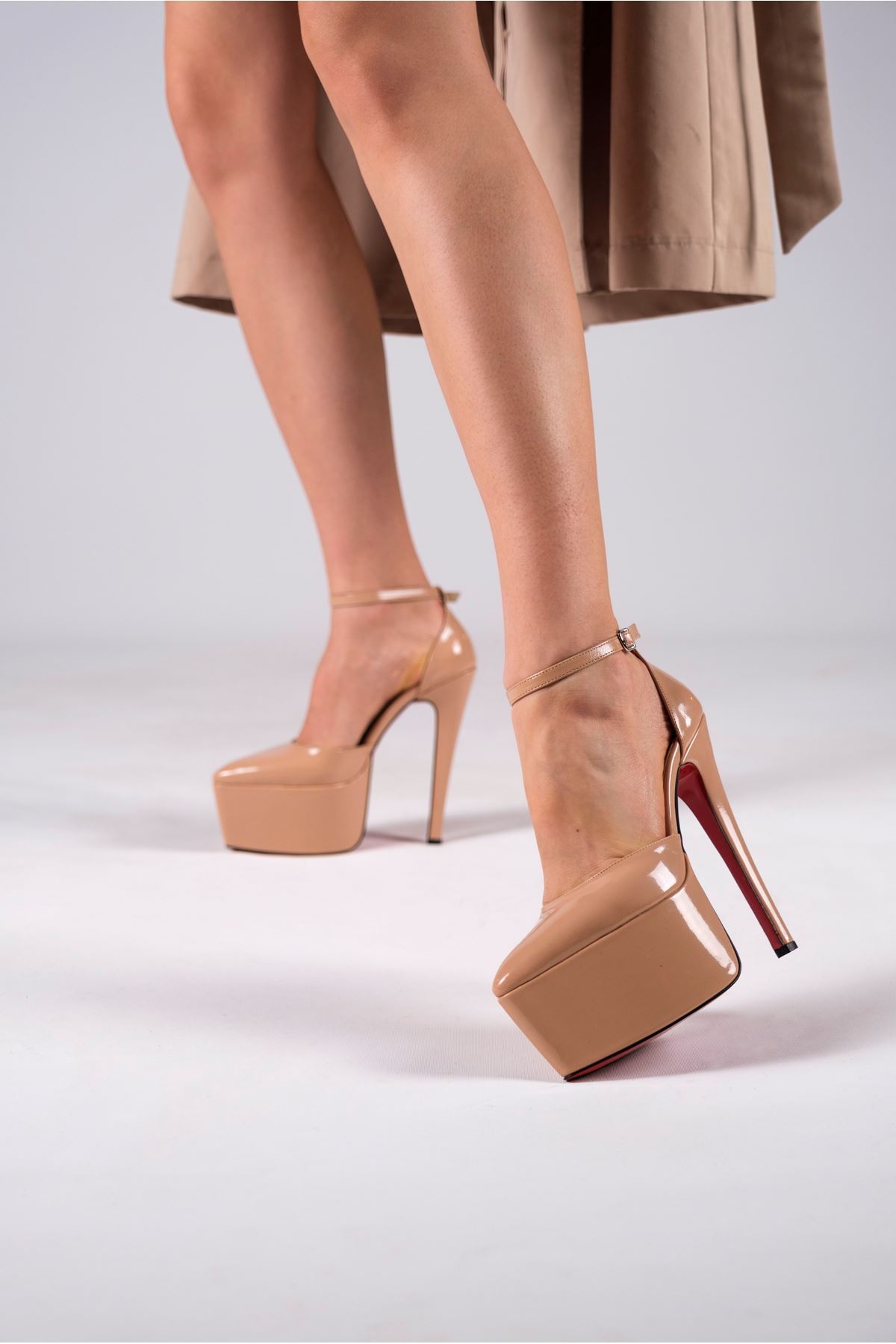 Nude Rugan Platform Özel Tasarım  Topuklu Kadın Ayakkabı Drew