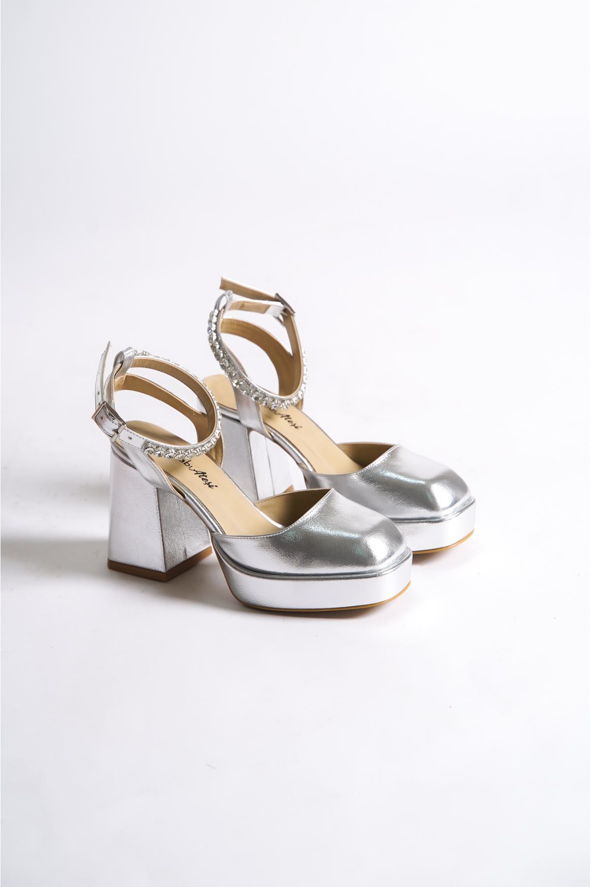 Alice Gümüş Kırışık   Platform Kadın Ayakkabı