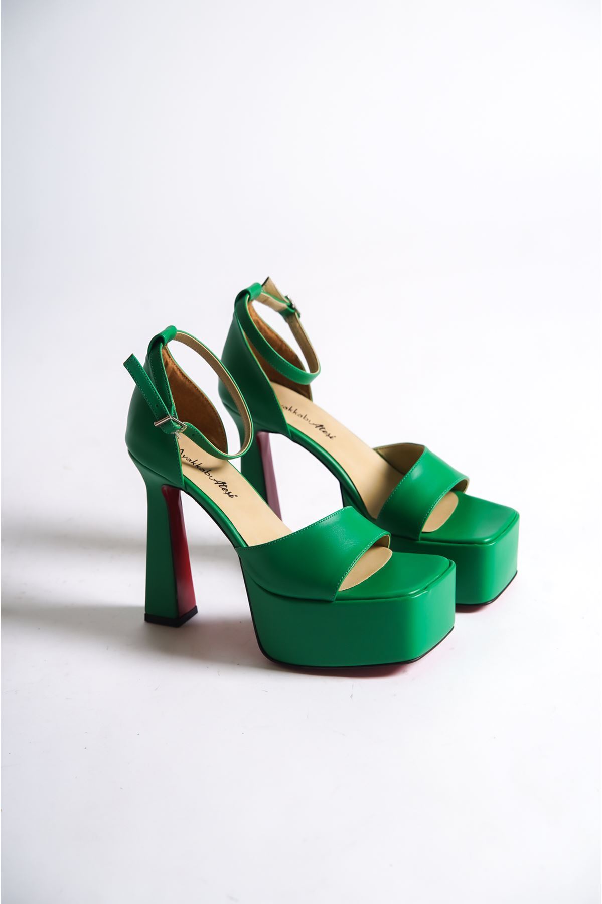 Yeşil Cilt   Özel Tasarım Platform  Kadın Ayakkabı Zoey