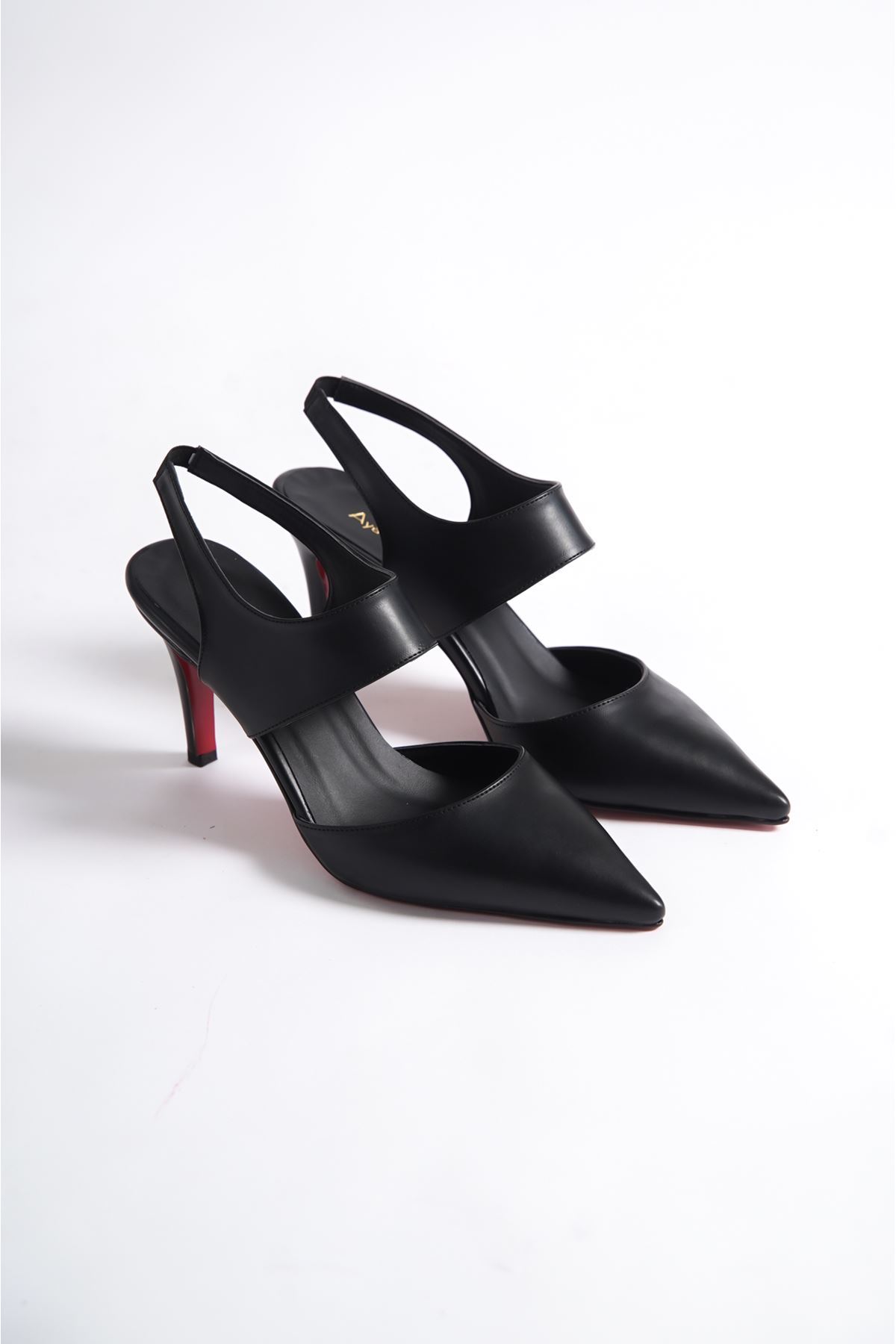 Siyah Cilt  Kadın İnce Topuklu Ayakkabı Stiletto Tamara