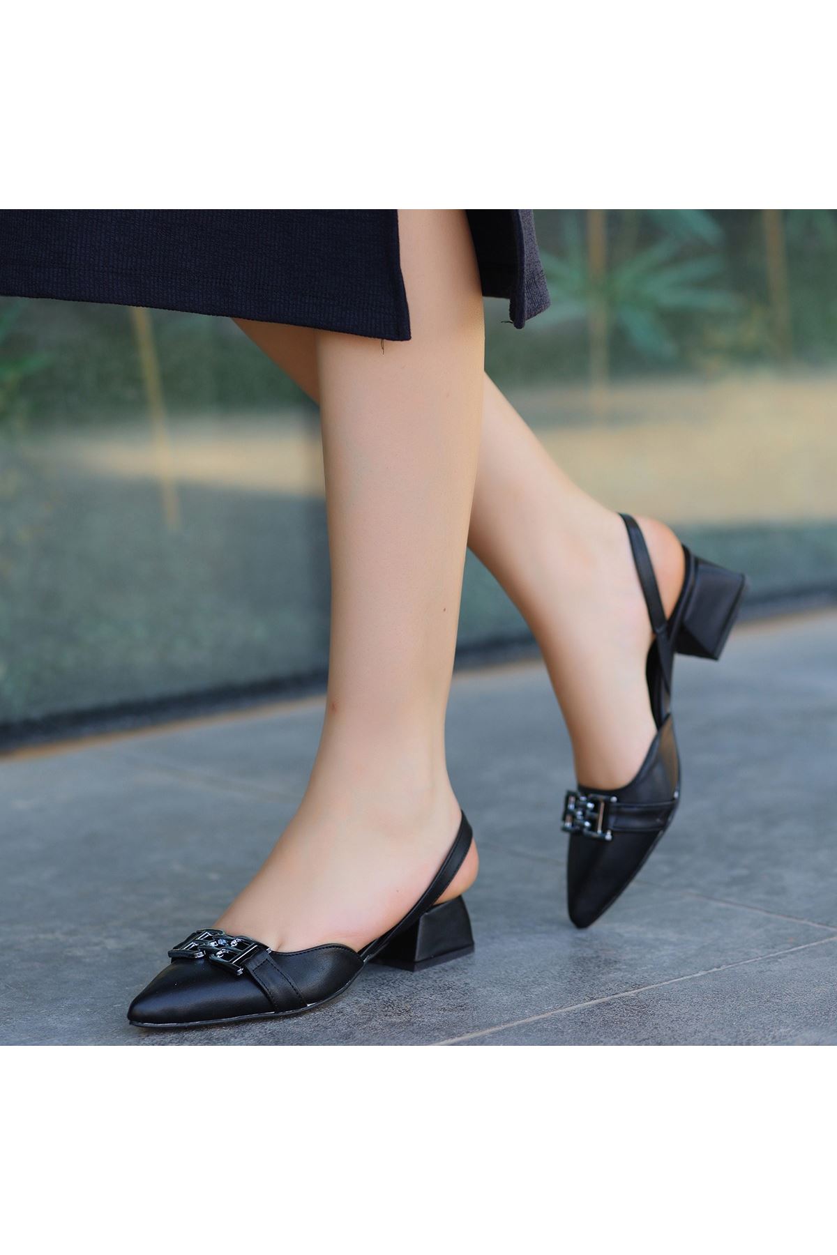 Boar Siyah Cilt Topuklu Ayakkabı