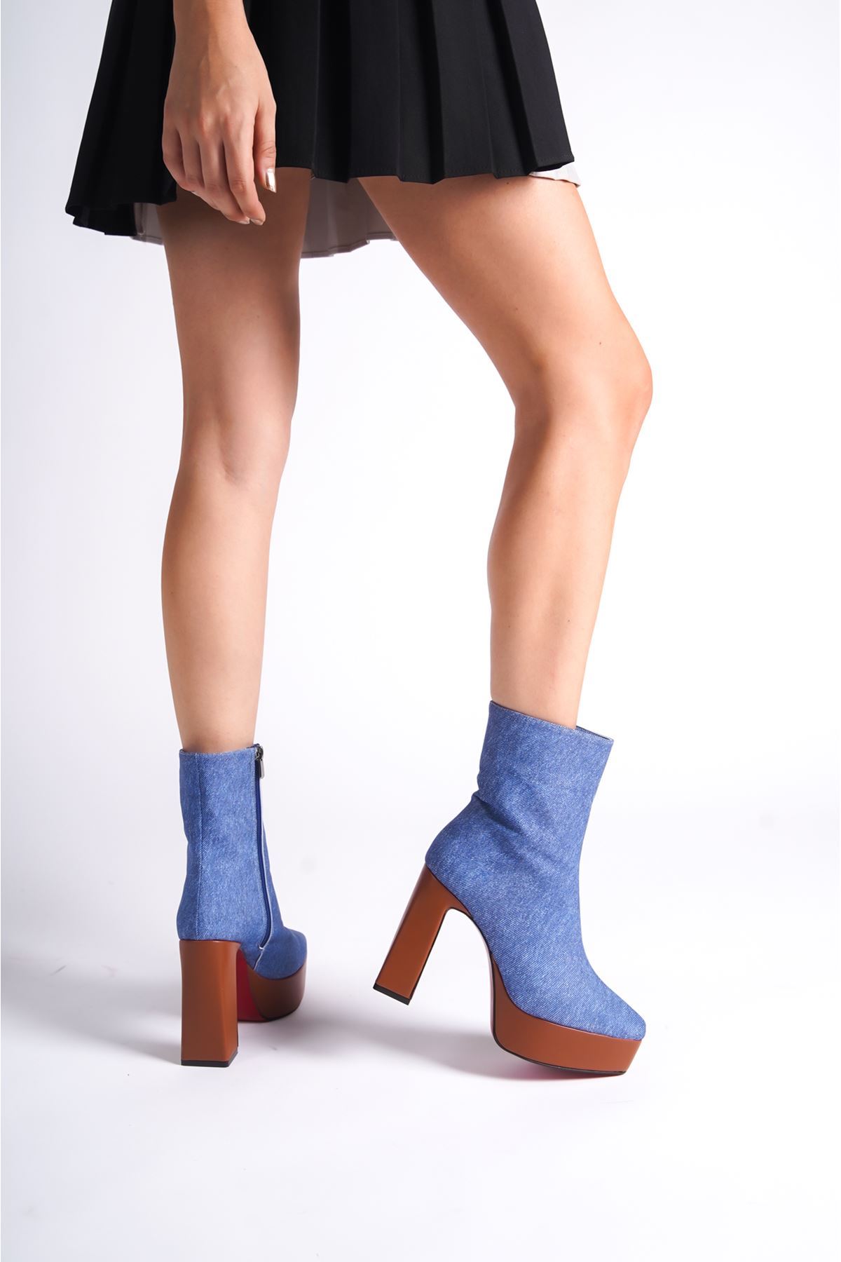 Kot-Taba Platform Tasarım Kadın Çizme Orta Topuklu Ayakkabı Vito