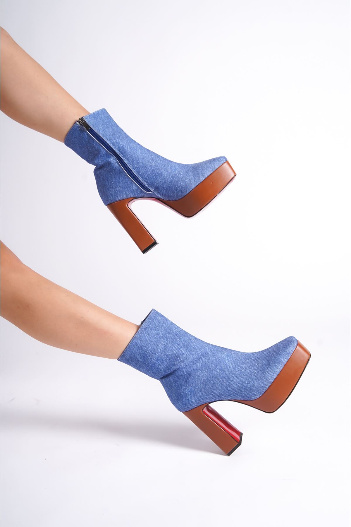 Kot-Taba Platform Tasarım Kadın Çizme Orta Topuklu Ayakkabı Vito