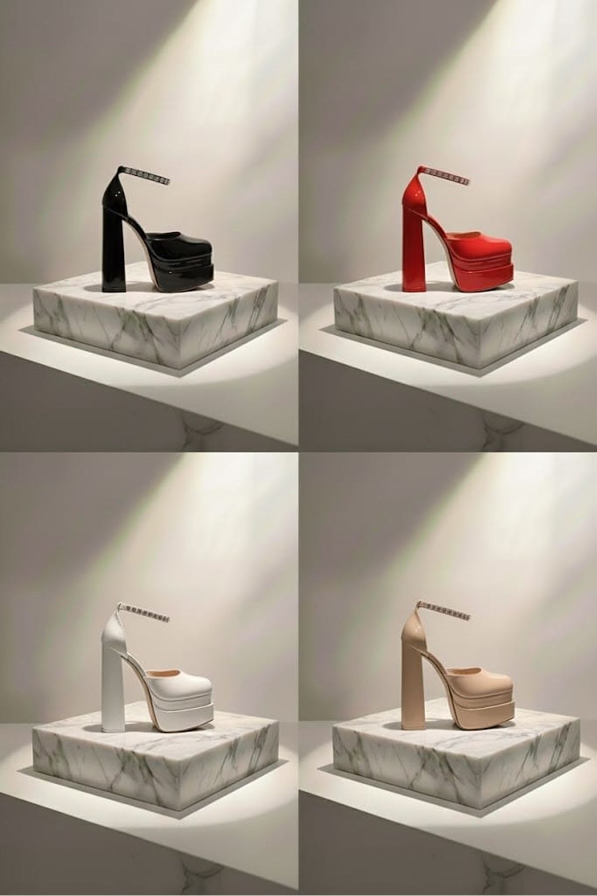 Figorooo Beyaz Rugan Kadın Çift Platform Özel Tasarım Nikah Ve Gelinlik Yüksek Topuklu Kadın Ayakkabısı