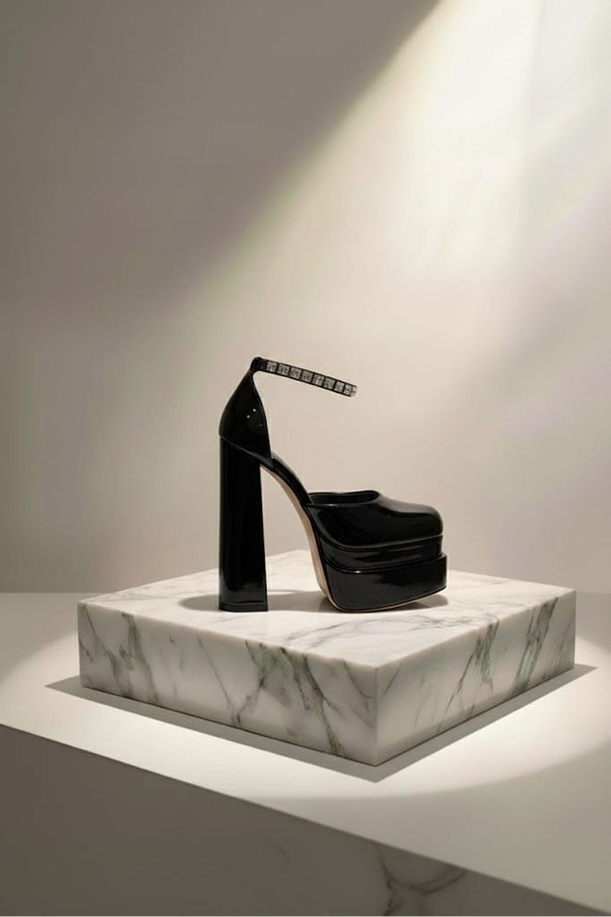 Figorooo Siyah Rugan Kadın Çift Platform Özel Tasarım Nikah Ve Gelinlik Yüksek Topuklu Kadın Ayakkabısı