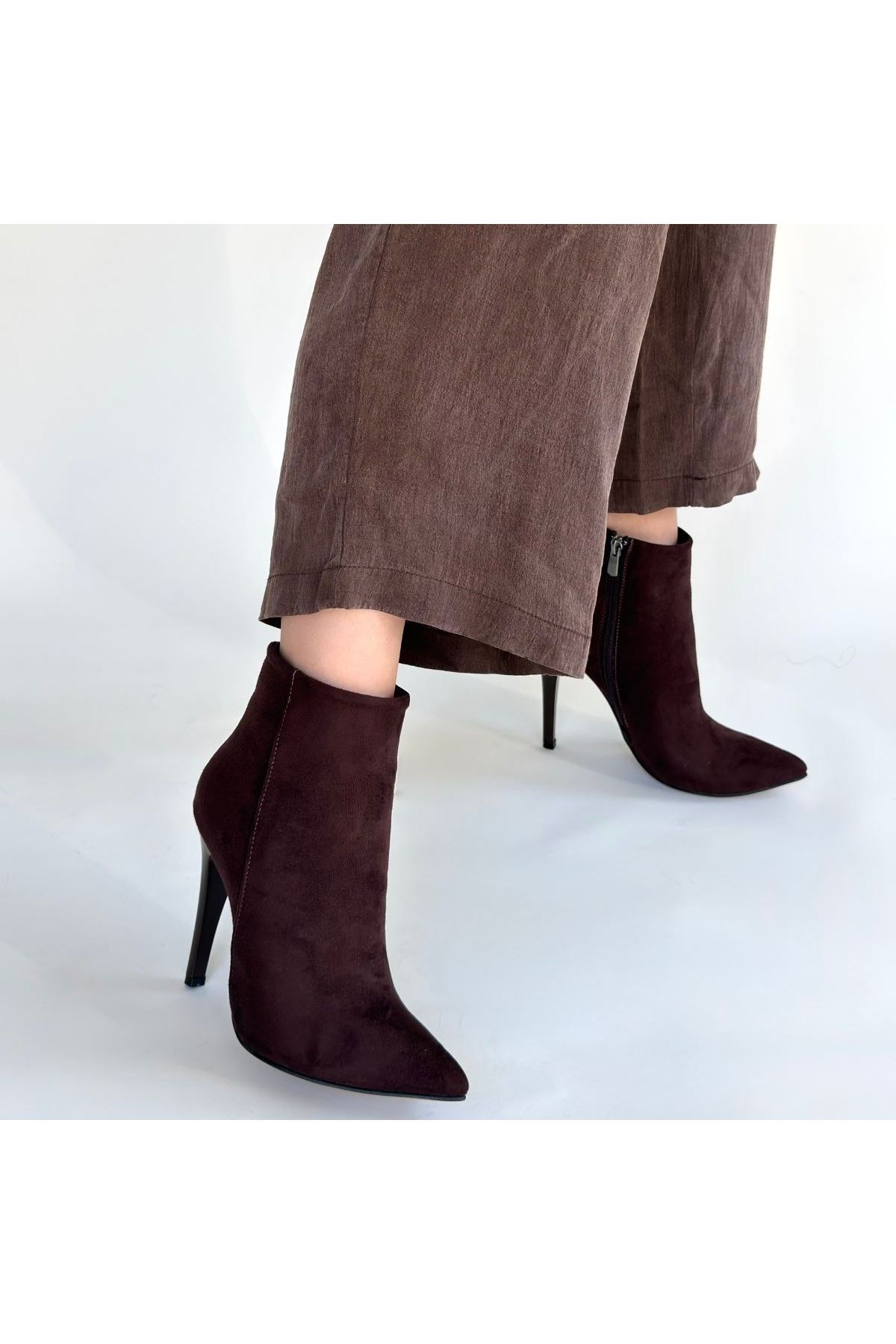Blan Acı Kahve Süet Topuklu Bot