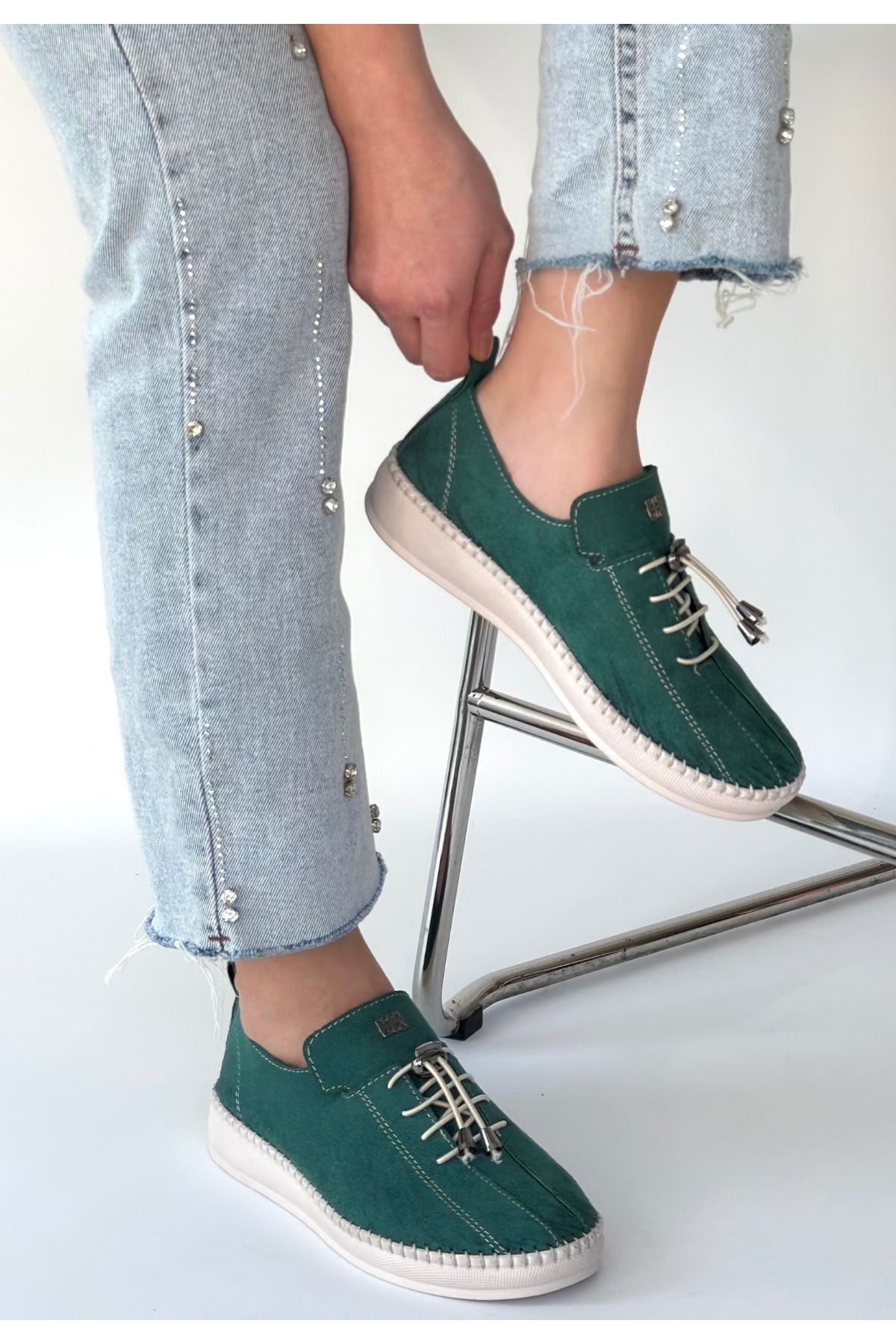 Warte Yeşil Süet Bağcıklı Spor Ayakkabı