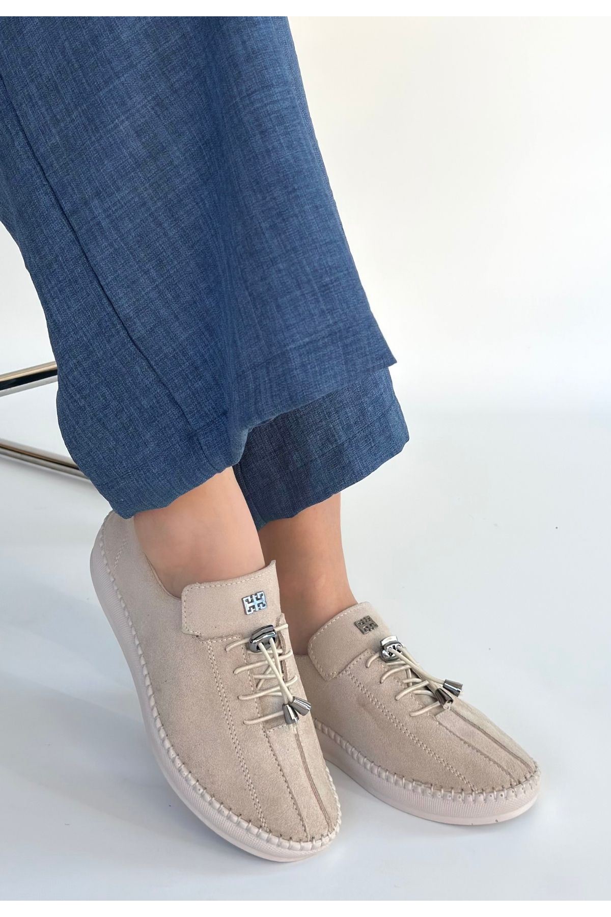 Warte Bej Süet Bağcıklı Spor Ayakkabı