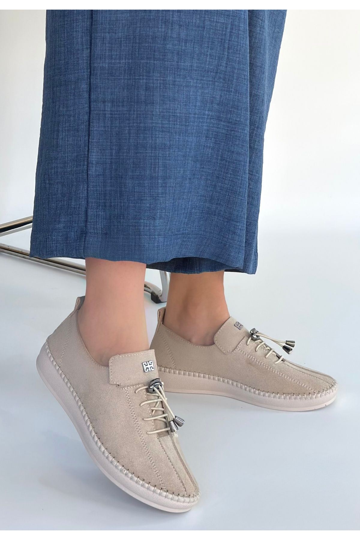 Warte Bej Süet Bağcıklı Spor Ayakkabı