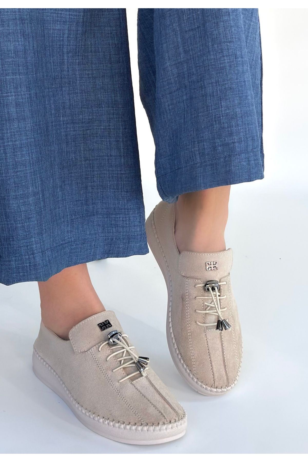 Warte Bej Süet Bağcıklı Spor Ayakkabı