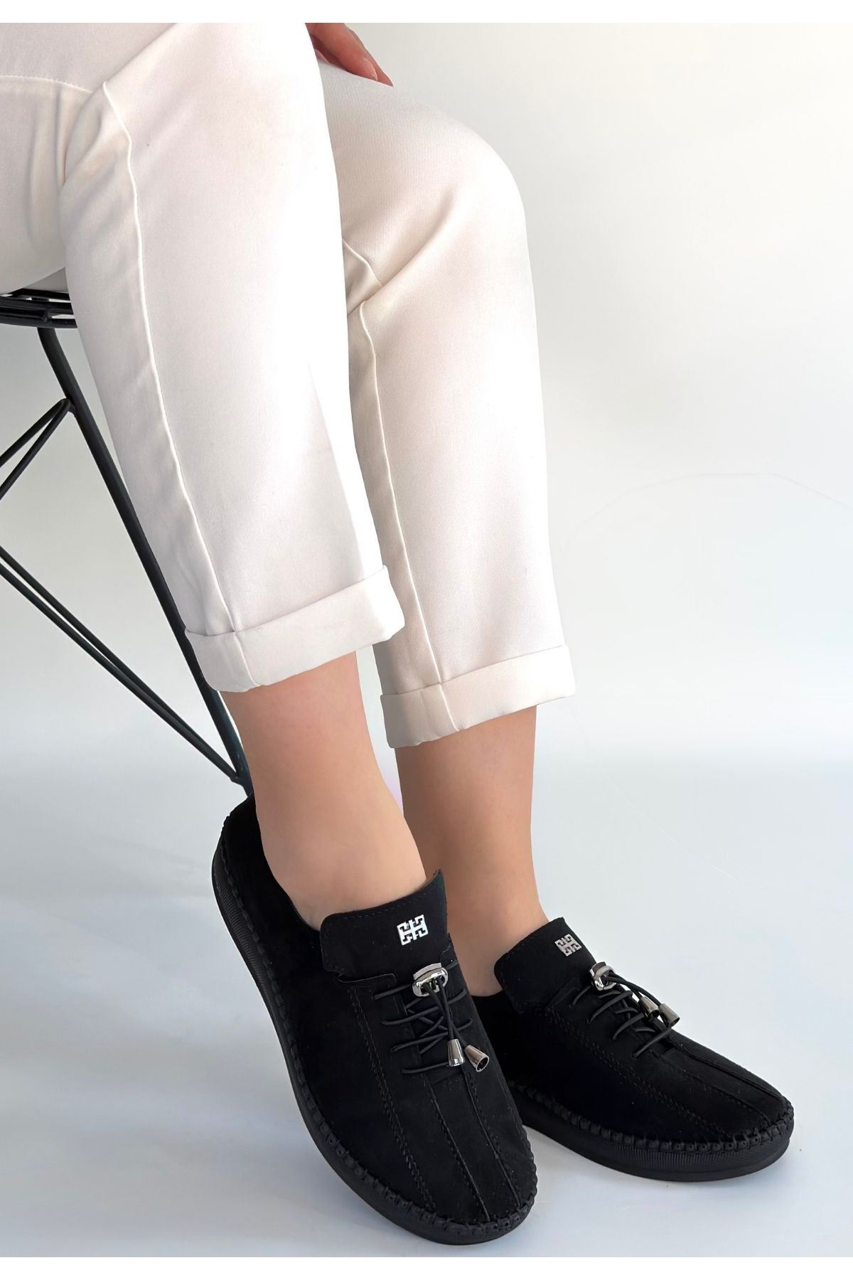 Warte Siyah Süet Bağcıklı Spor Ayakkabı