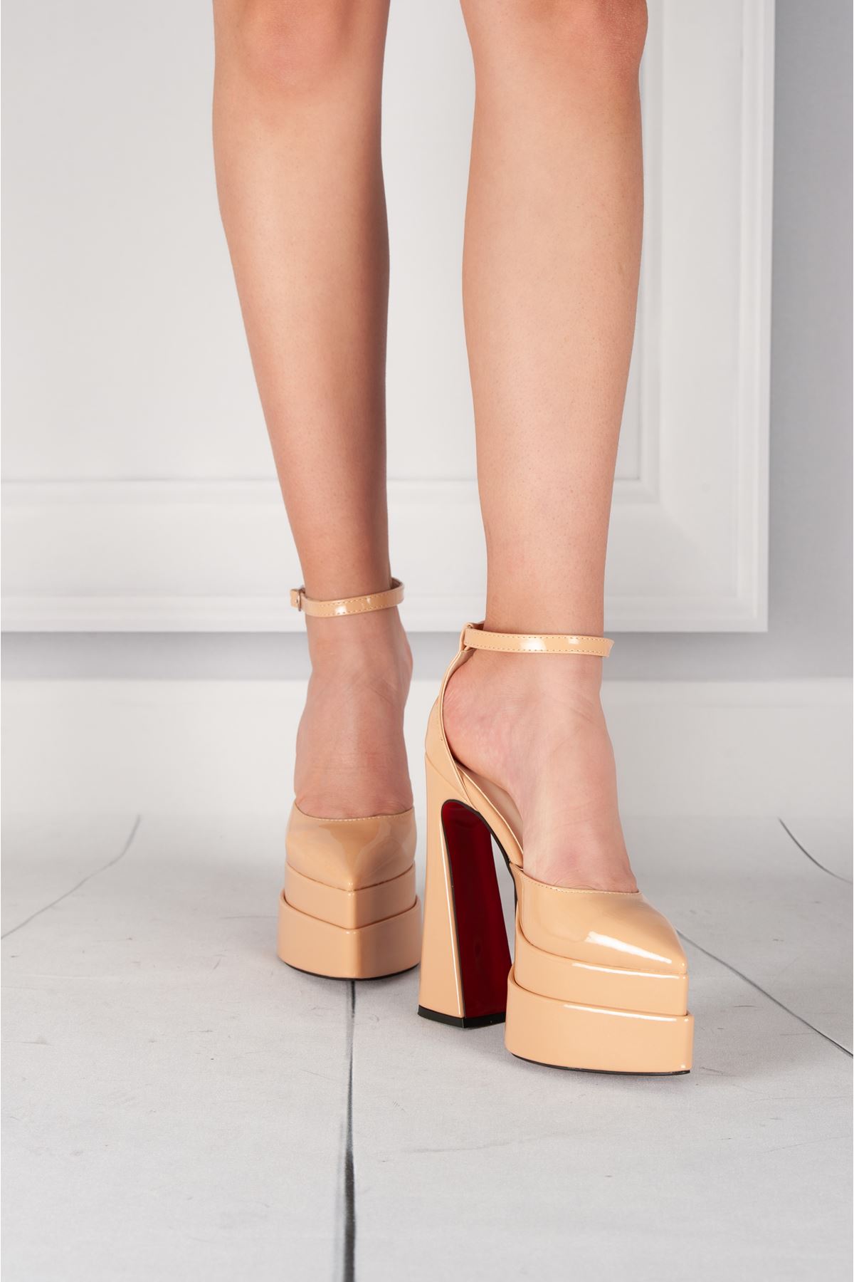 Regina Nude Rugan Kadın Çift Platform Özel Tasarım Topuklu Ayakkabı