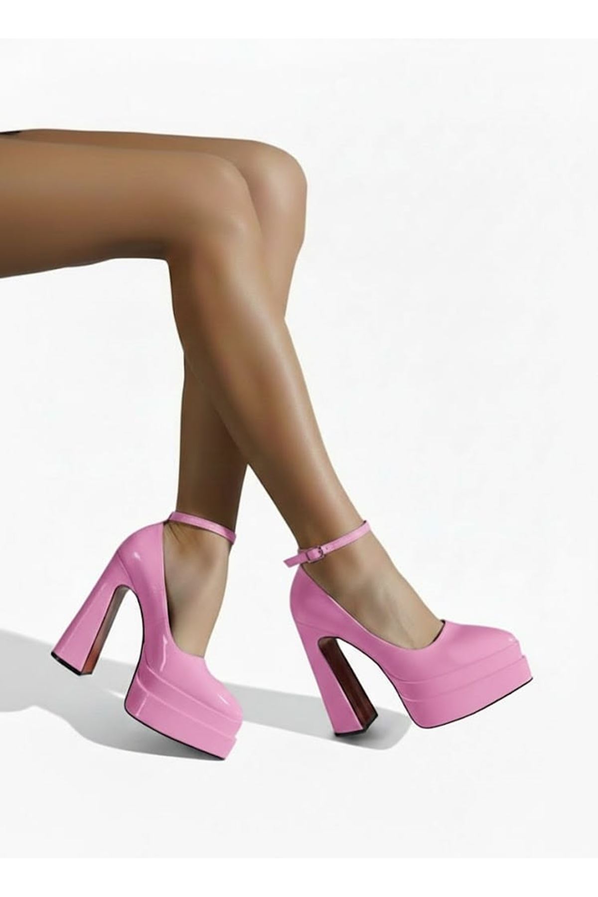 Rigelssss Pembe Çift Platform Özel Tasarım Kadın Ayakkabı