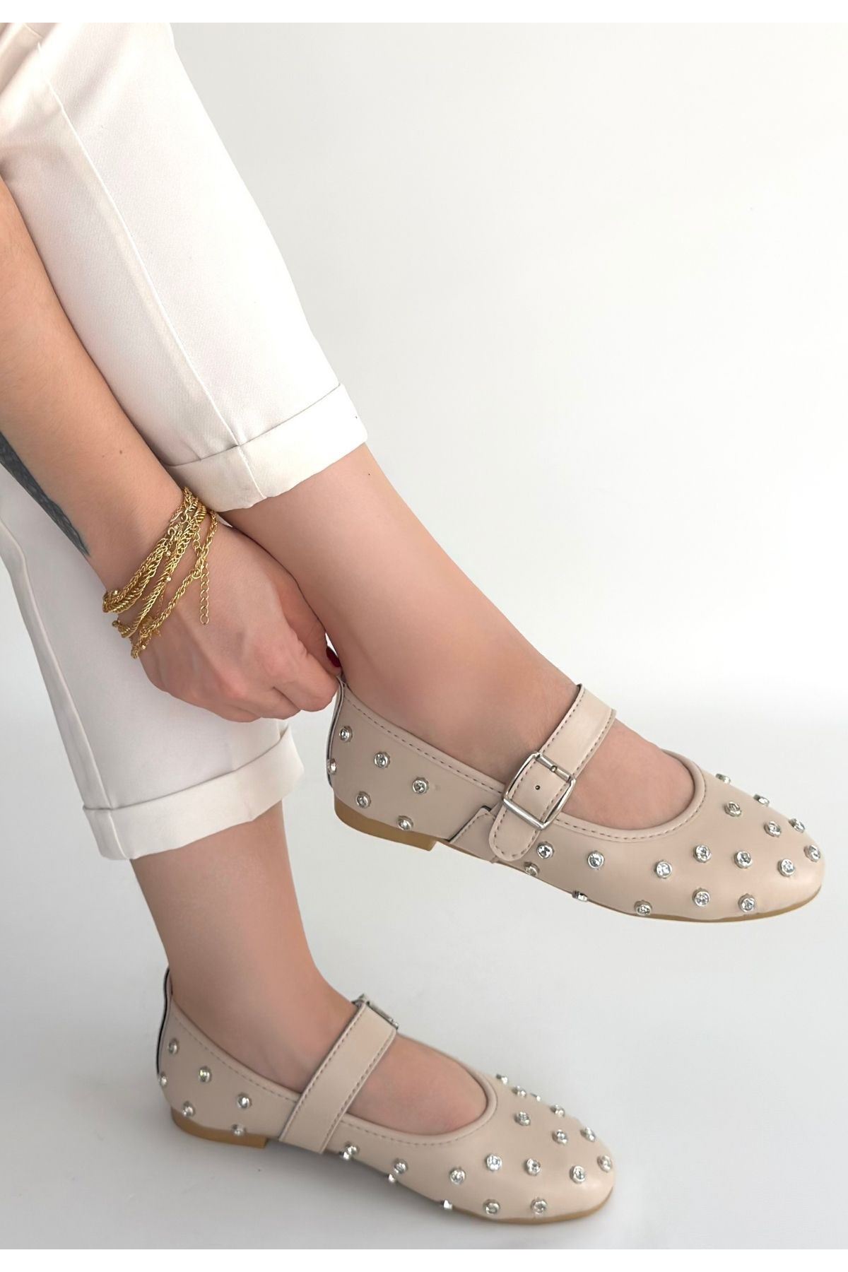 Ritta Bej Cilt Kemerli Babet Ayakkabı