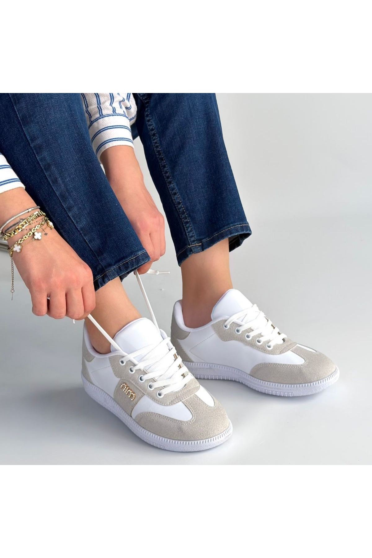 Lunga Beyaz Cilt Bağcıklı Spor Ayakkabı