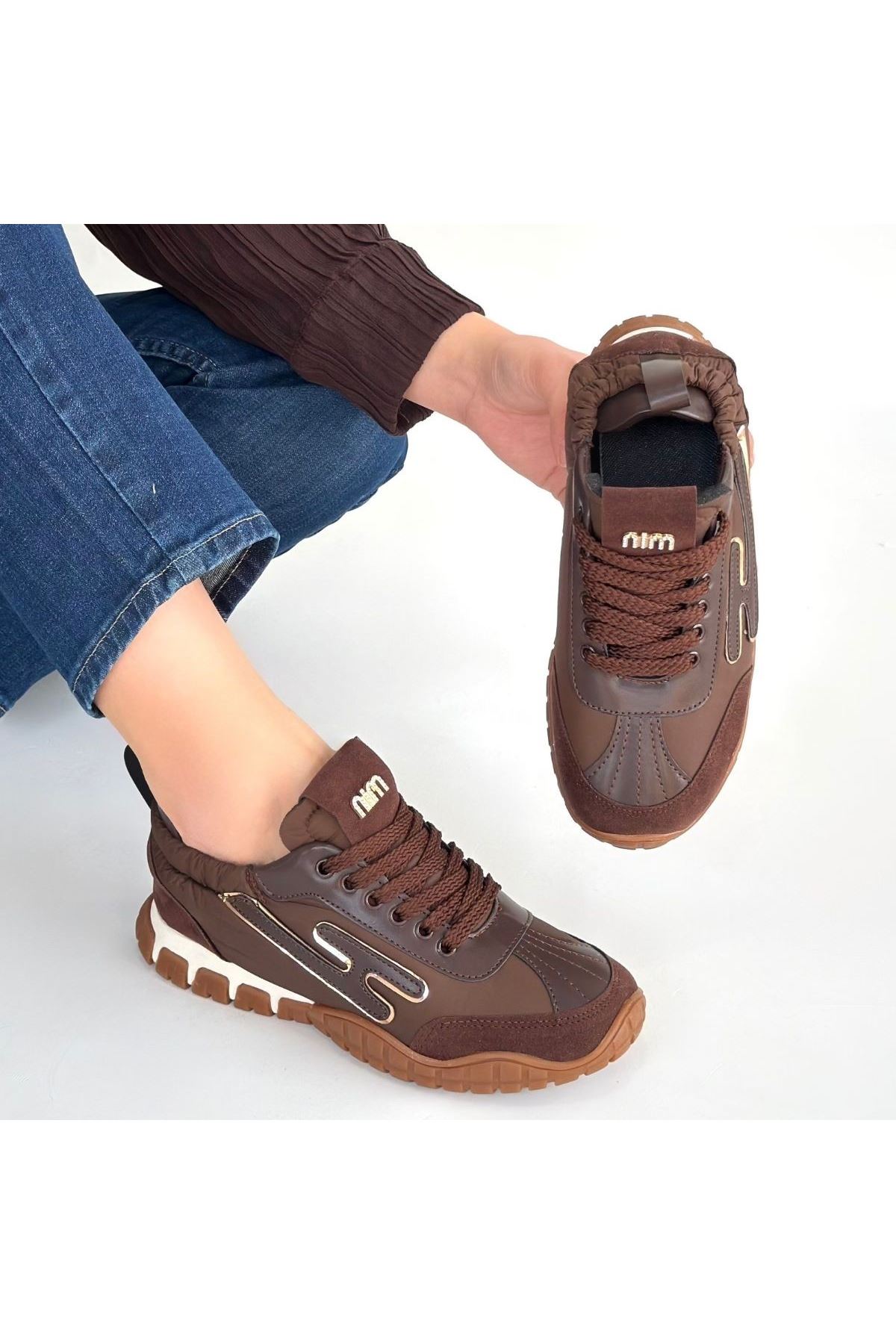 Huer Kahverengi Nubuk Bağcıklı Spor Ayakkabı