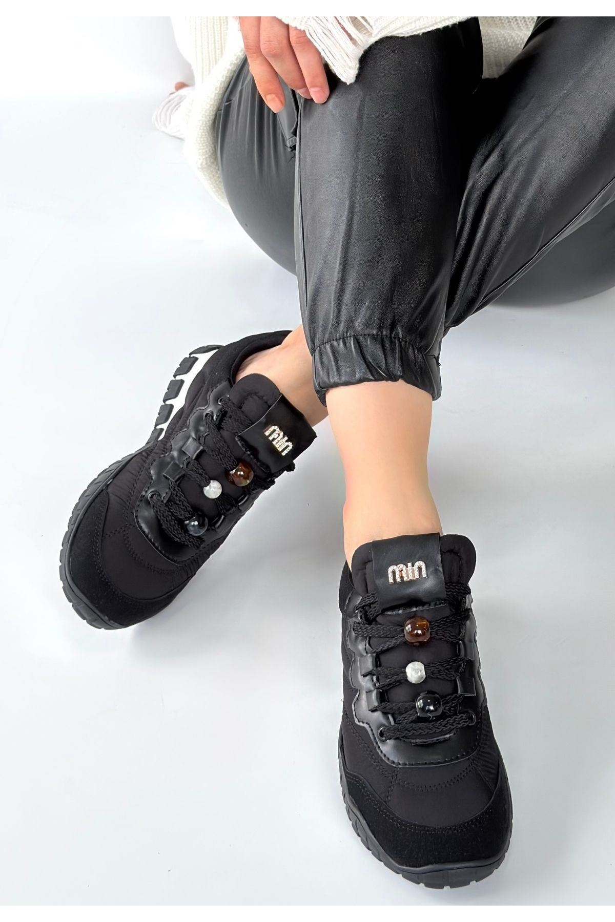 Tues Siyah Nubuk Bağcıklı Spor Ayakkabı