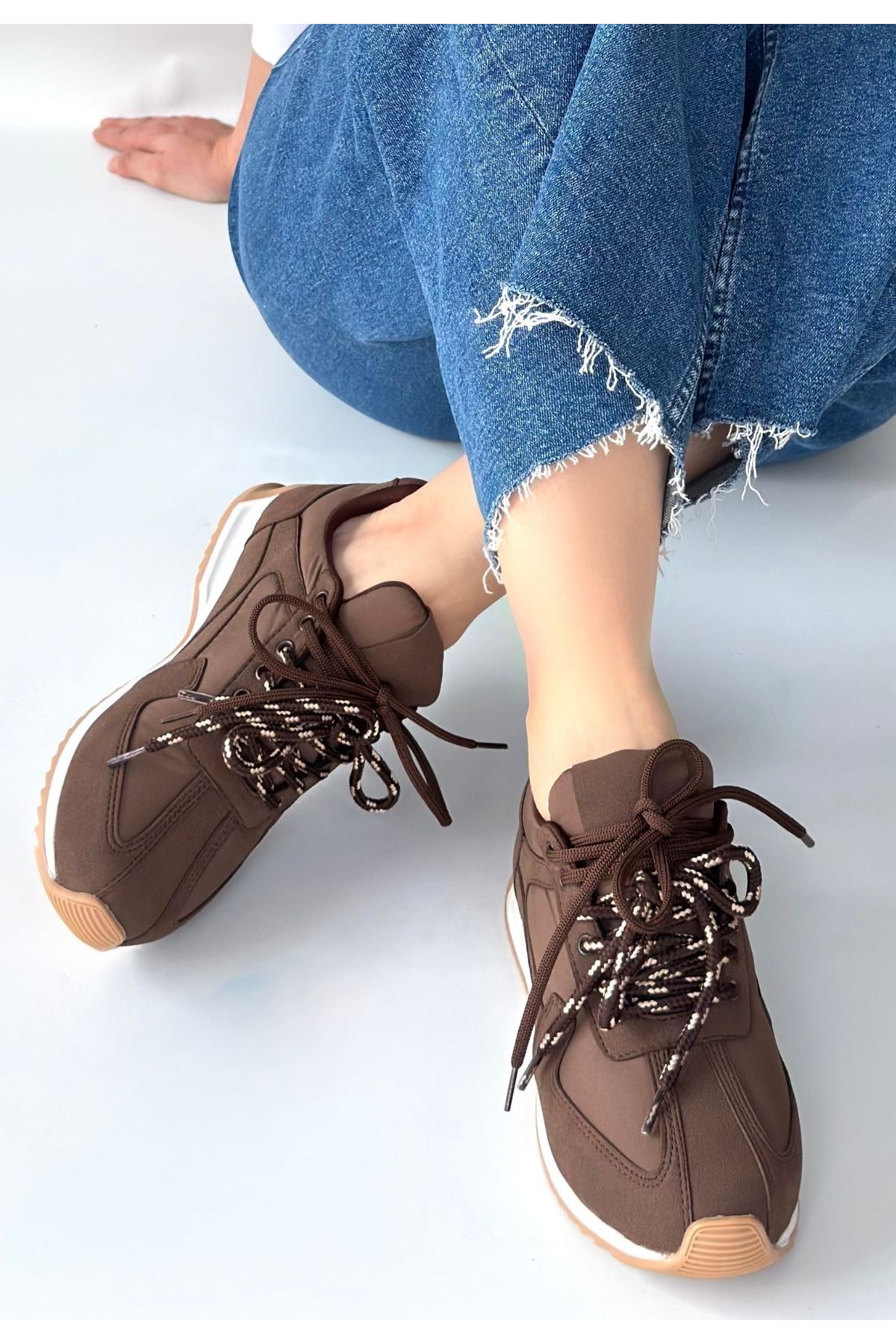 Jeat Kahverengi  Nubuk Bağcıklı Spor Ayakkabı