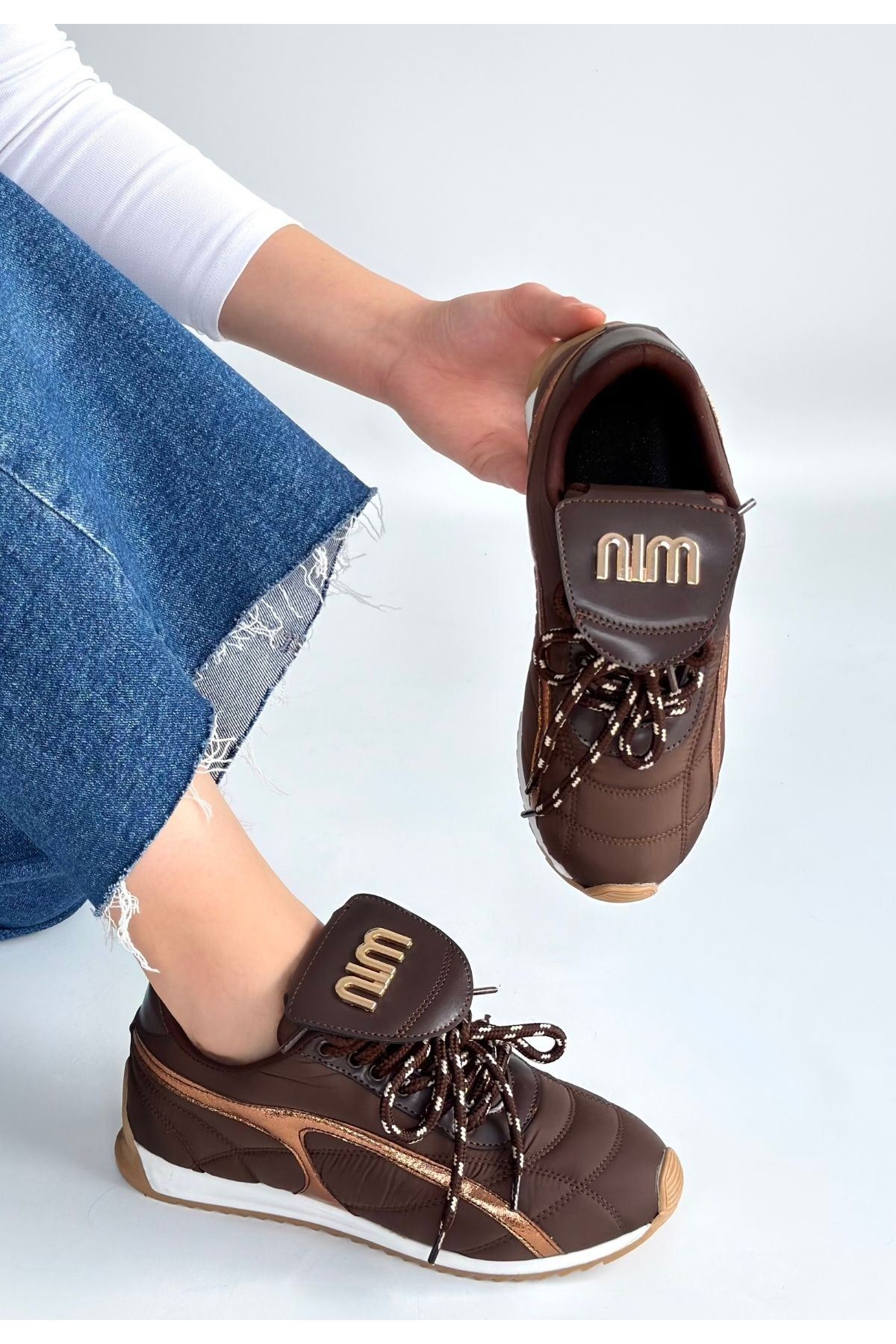 Dissa Kahverengi Cilt Bağcıklı Paraşüt Detaylı Spor Ayakkabı