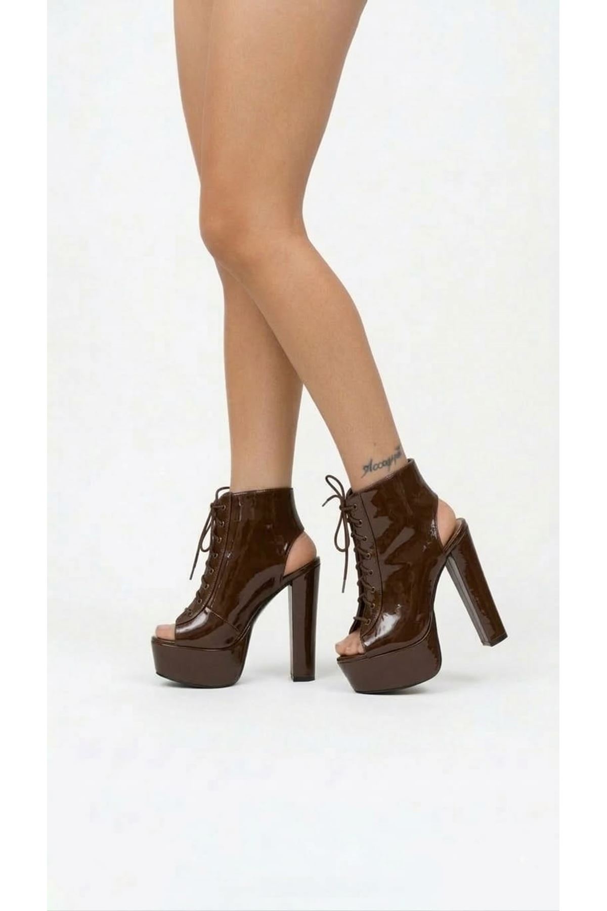 Elara Kahverengi Rugan Platform Arka Açık Tasarım Kadın Ayakkabı