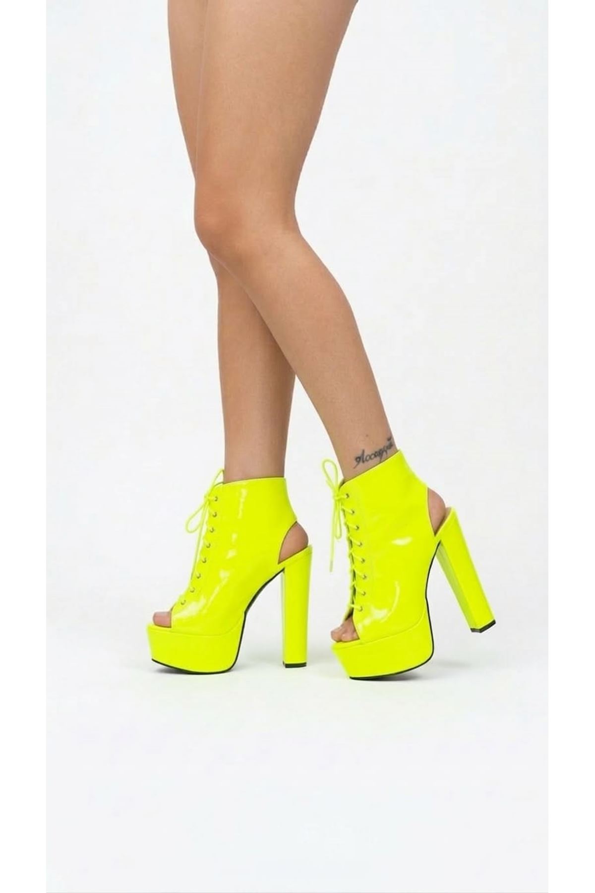 Elara Neon Sarı Platform Arka Açık Tasarım Kadın Ayakkabı