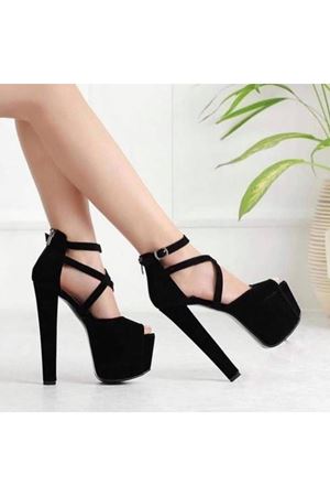 Daria  Siyah Süet Platform Ayakkabı 19 Cm