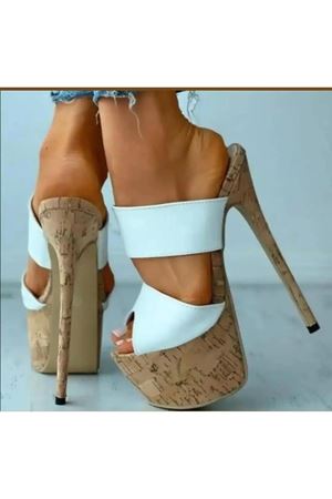 Lulu Beyaz Kadın Yüksek Topuklu Ayakkabı