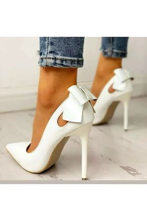 Dicky Papyonlu Beyaz Rugan Kadın Ayakkabı