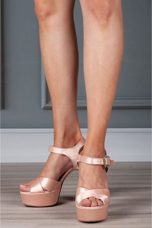 Dİdo Pudra Saten  Topuklu Ayakkabı