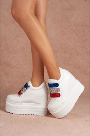 Cici Renkli Sim Detaylı Gizli Topuklu Spor Ayakkabı