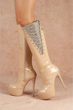 Diamond Ten Rugan Yüksek Topuklu Diz Üstü Kadın Çizme